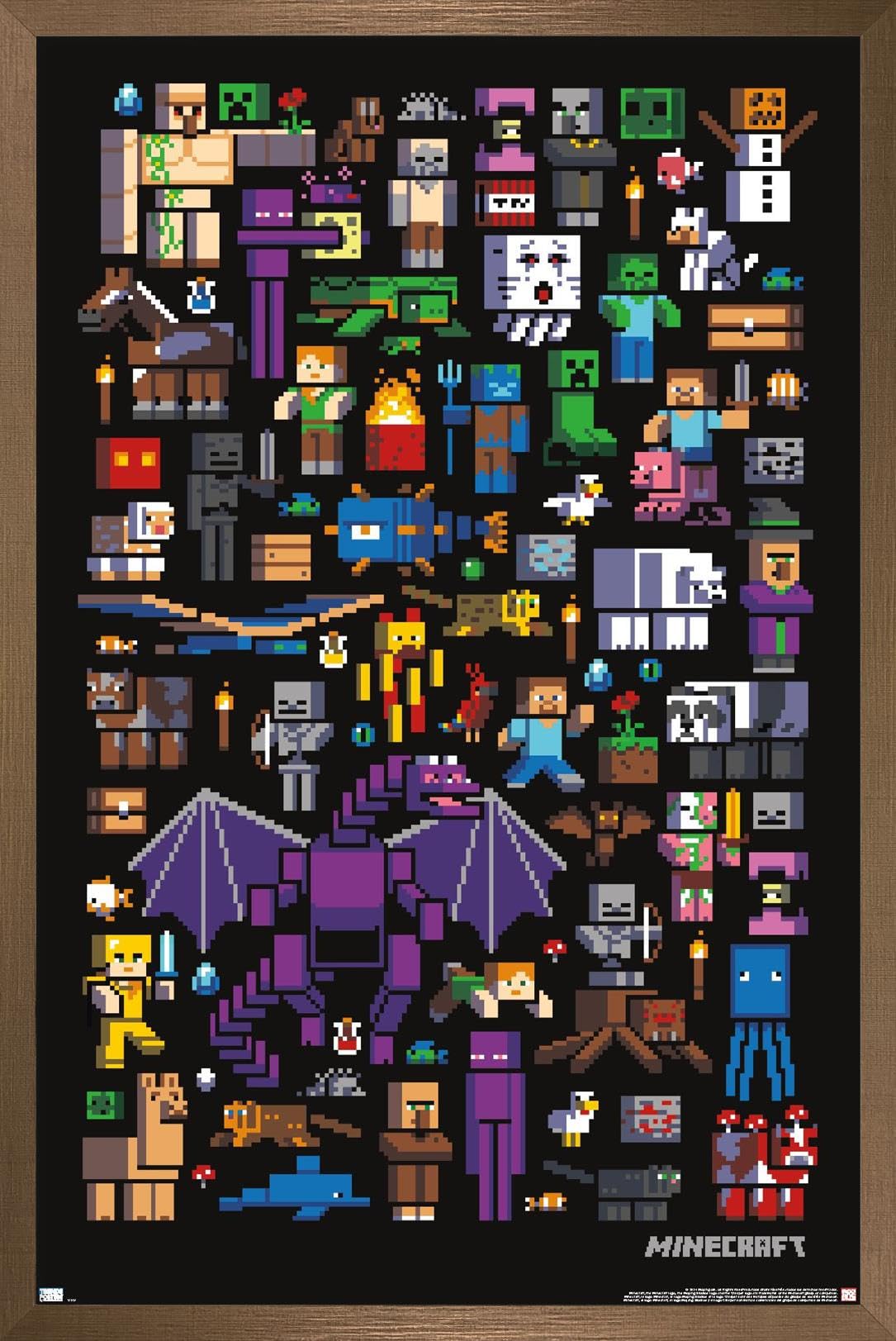 Trends International Minecraft - Mobbery Wall Poster, 22.375'' X 34'', Bronze Framed Version