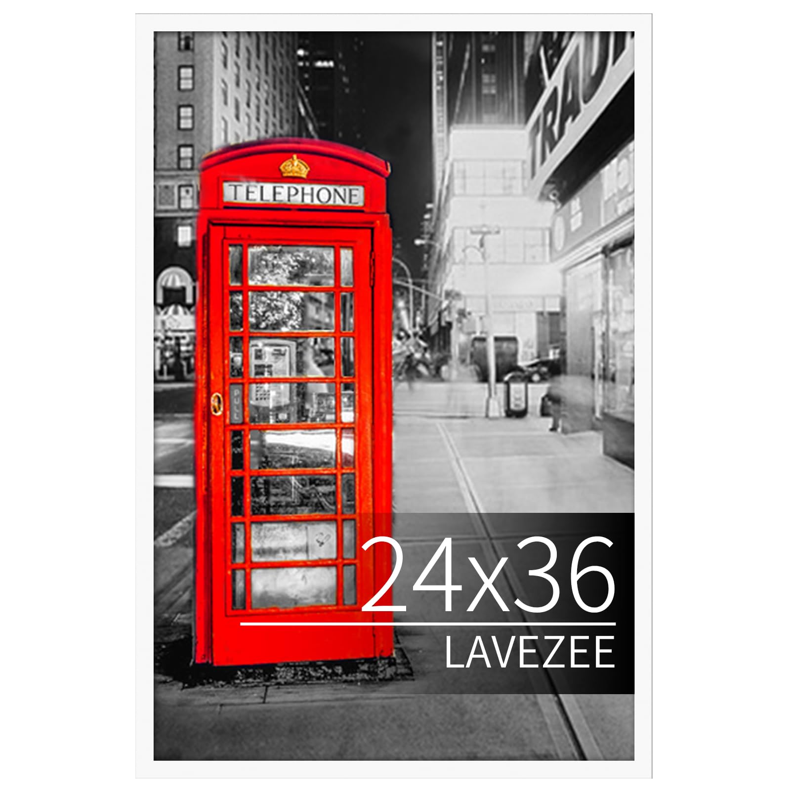 Lavezee 24x36 Poster Frame for Artwork, Puzzles and Photos, White Picture Frame Display 24 x 36 Inch Photo Picture Frame for Wal