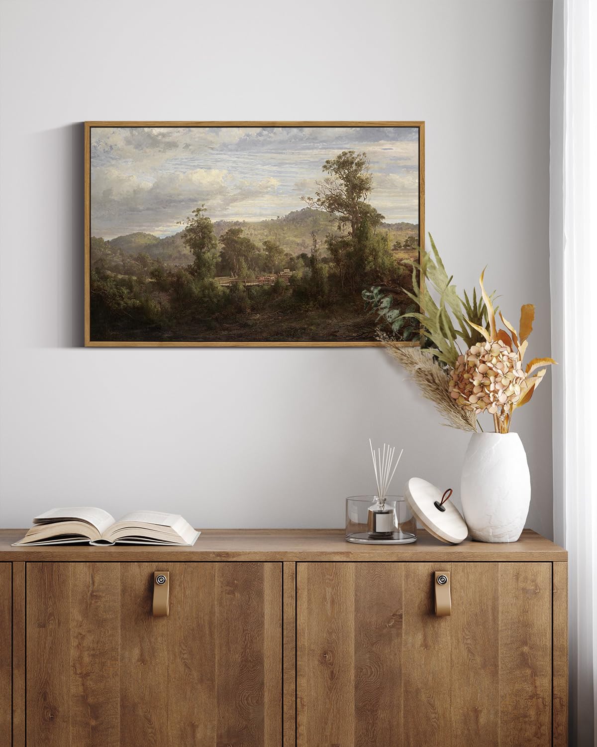 Insimsea Framed Canvas Wall Art Vintage Decor, Nature Landscape Paintings Artwork,Large Prints,Vintage Farmhouse Decor,Retro Wal