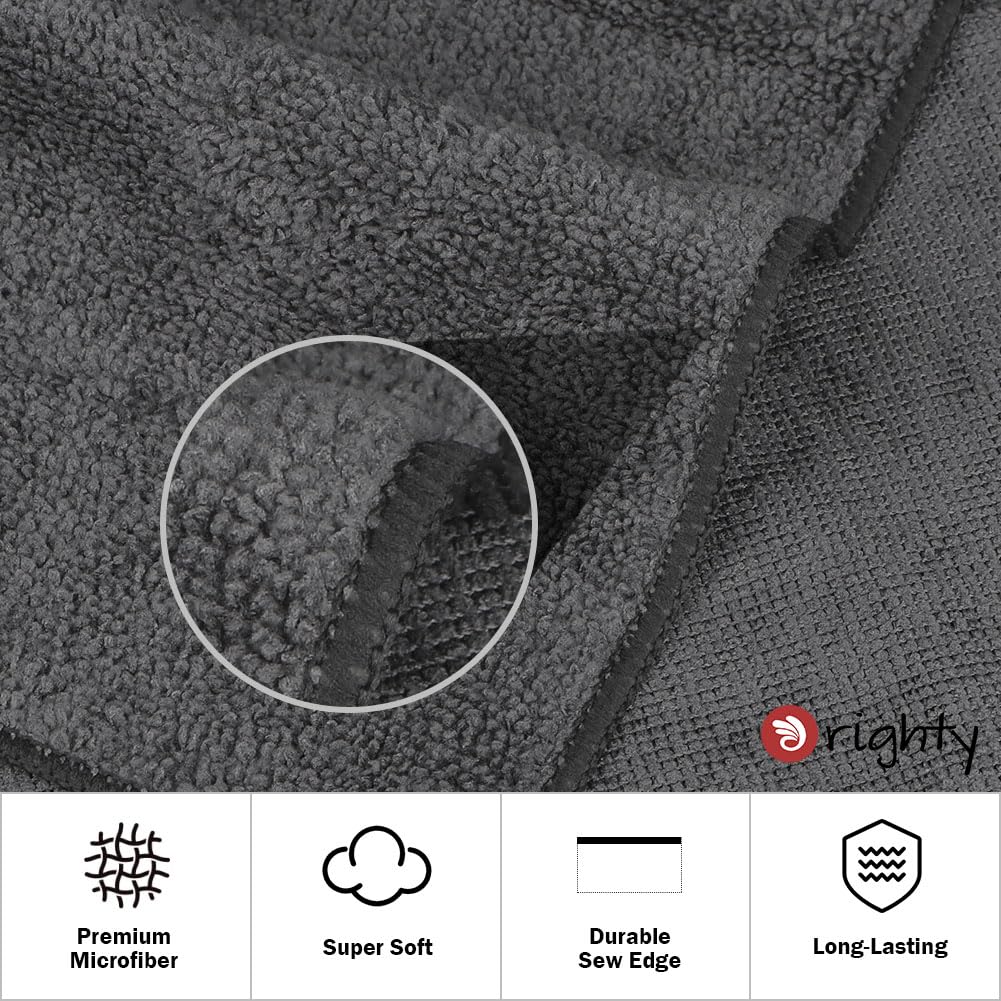 Orighty 6-Pack Grey Hand Towels - Quick Drying & Absorbent Microfiber Gym Towels 16X28 Inches - Lightweight & Thin Grey Yoga Tow