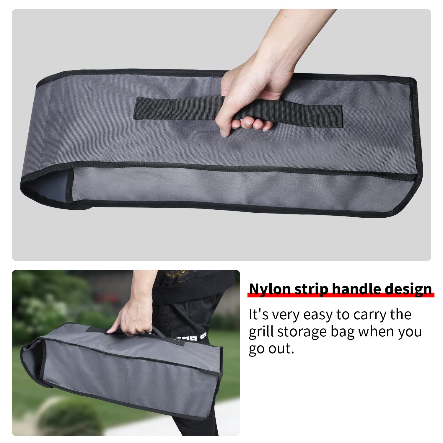 Yujhon Grill Utensil Accessory Storage Bag Grey Waterproof Bbq Tool Storage Bags Grill Tools Foldable Barbecue Appliance Bracket