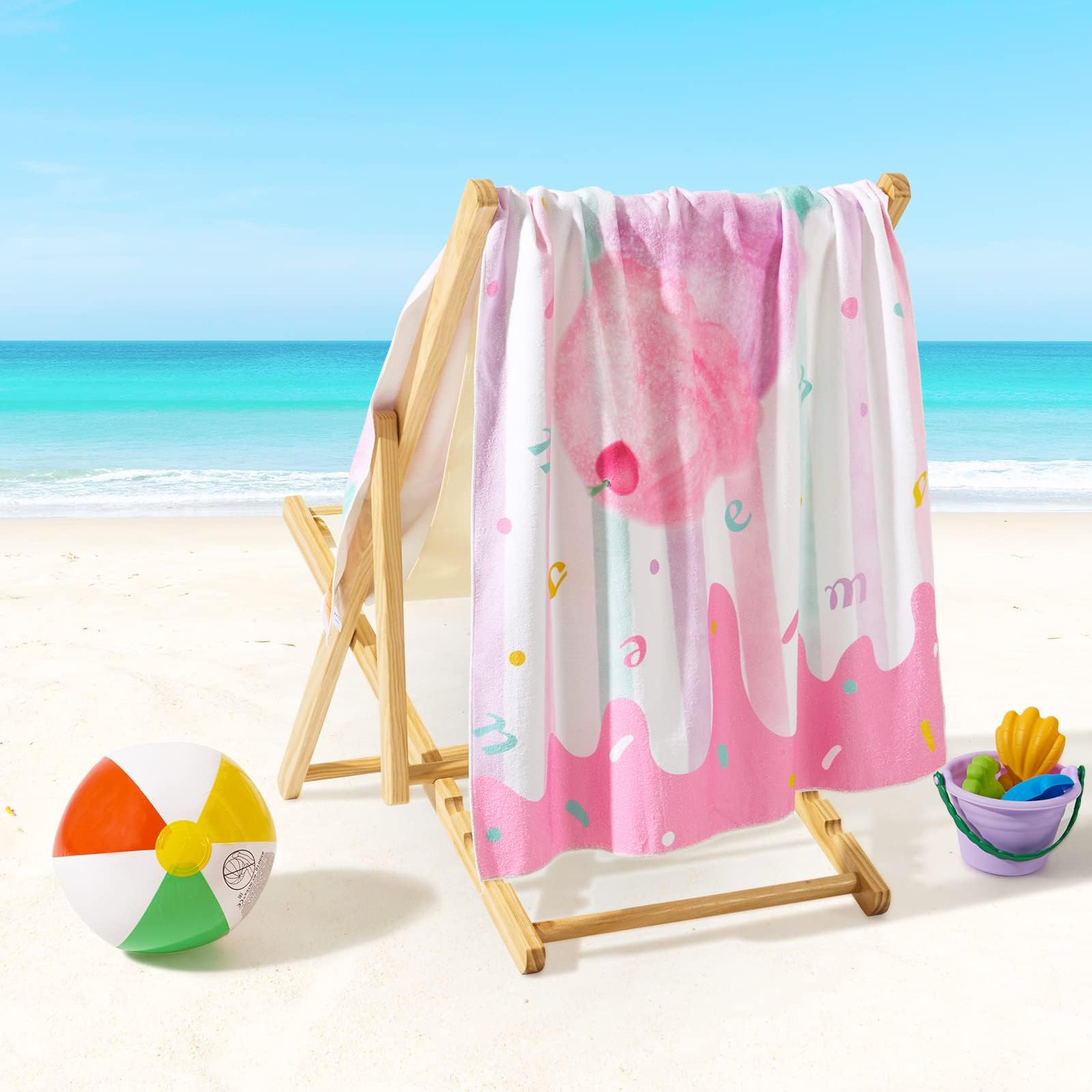 WERNNSAI Super Soft Ice Cream Beach Towel for Girls - 30