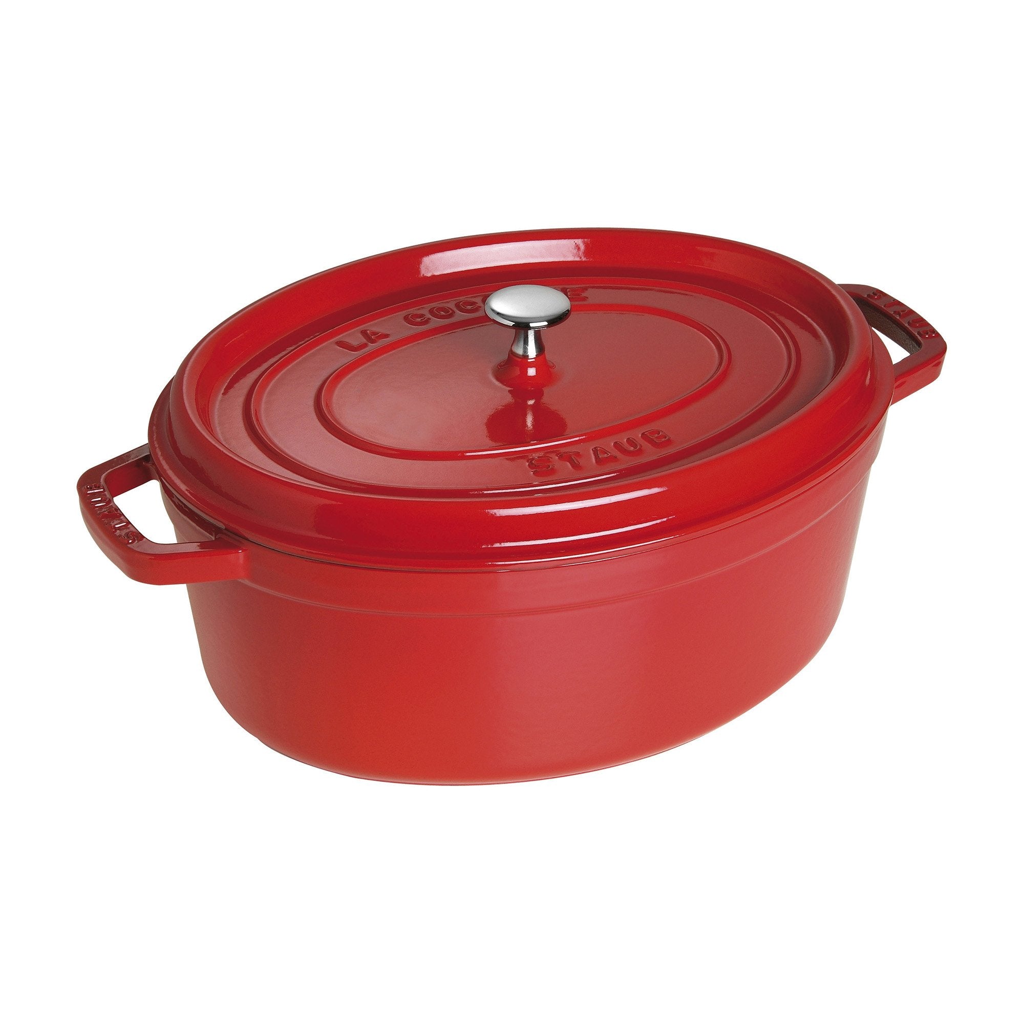 Staub Cast Iron Dutch Oven 7-Qt Oval Cocotte, Made In France, Serves 7-8, Cherry