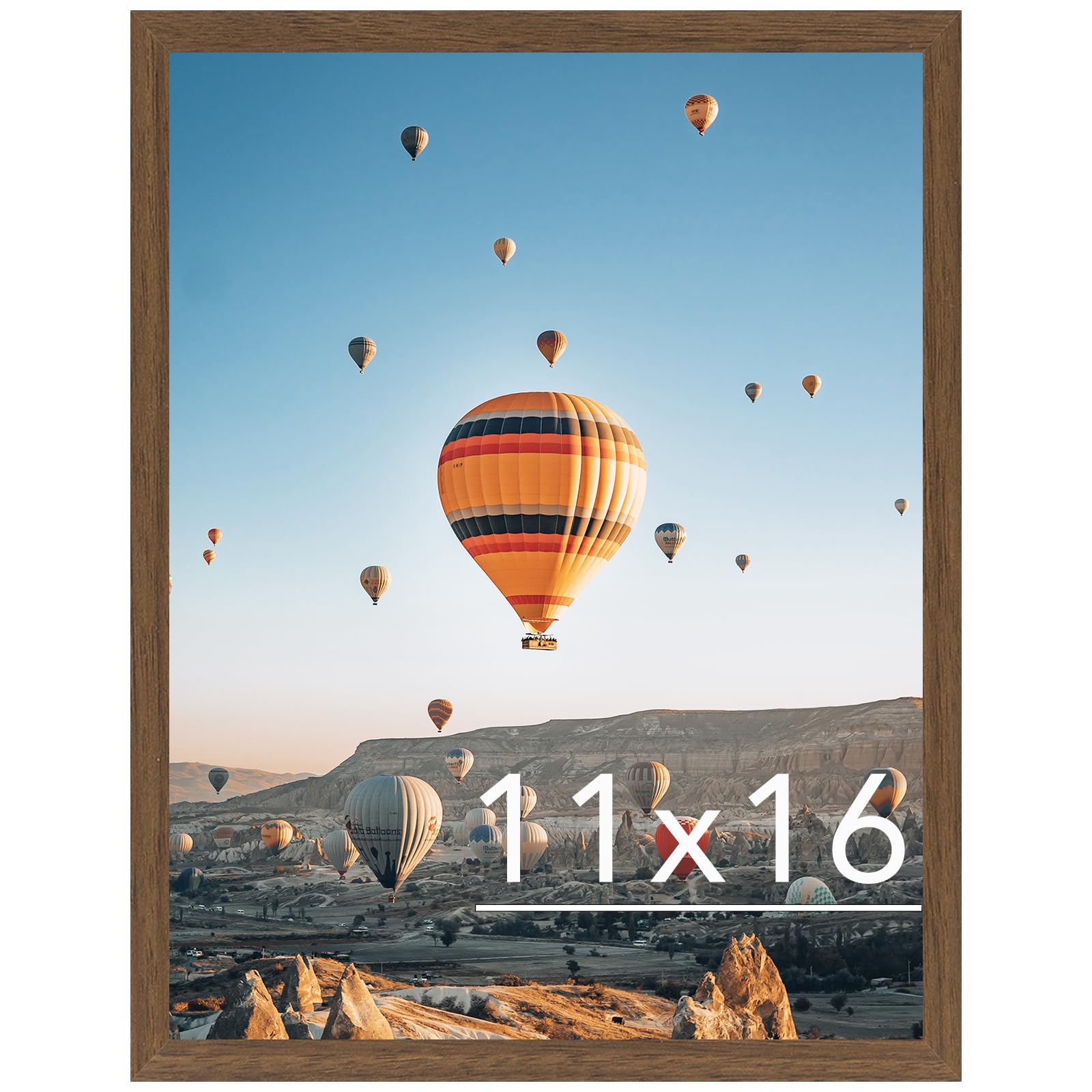 JCJMY 11x16 Picture Frame Brown for Wall Hanging, Wall Mounting Horizontally or Vertically, 11 x 16 Wall Gallery Poster Photo Fr