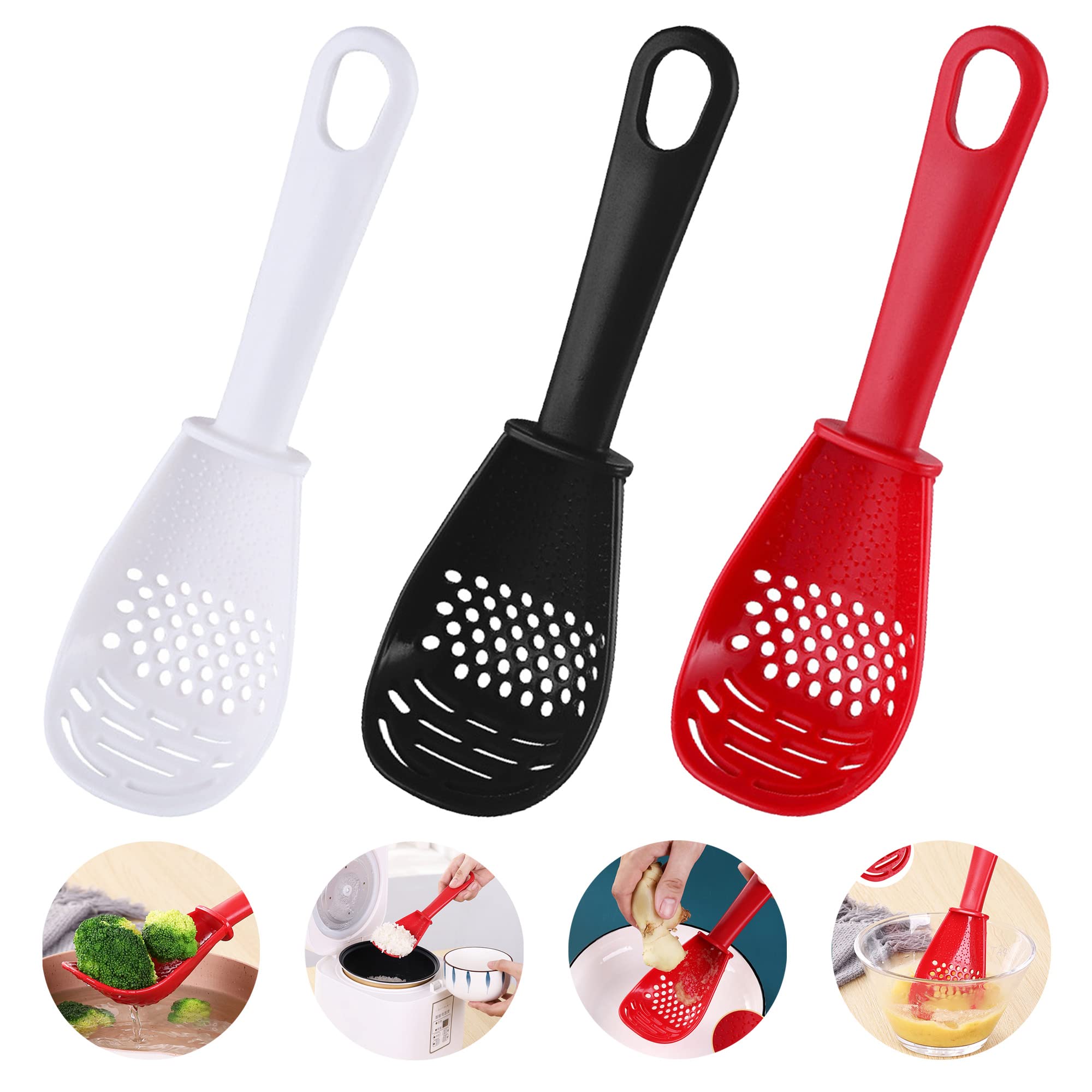 3 Pack Multifunctional Kitchen Cooking Spoon, Muulaii 6 In1 Kitchen Gadgets Strainers For Egg Yolk Separator- Grater Masher- Col