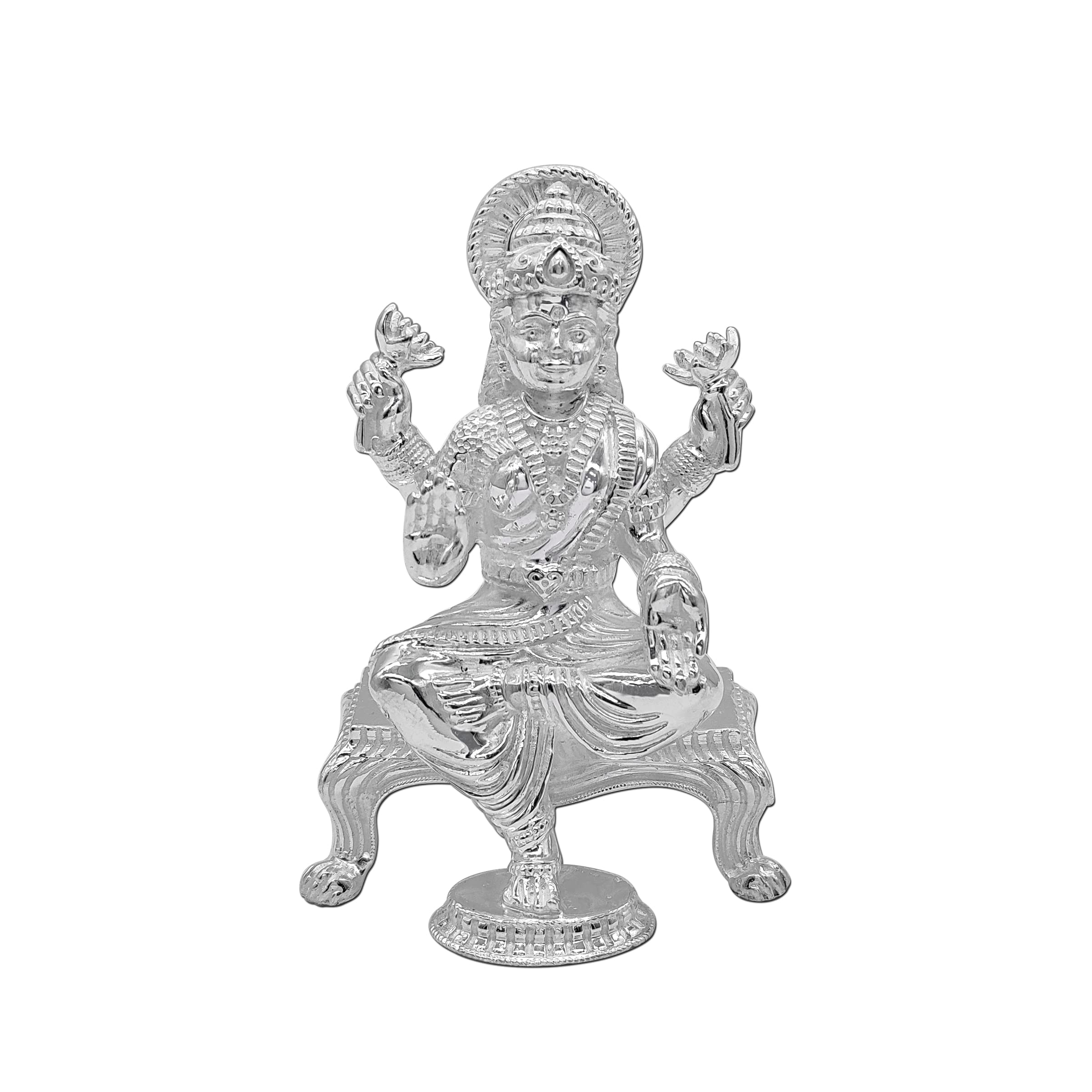 Maa Silver Pure Silver Laxmi Lakshmi Ji Bis Hallmarked Solid Idol/Murti With Paat Perfect For Gifting & Pooja Use (925 Purity)(2