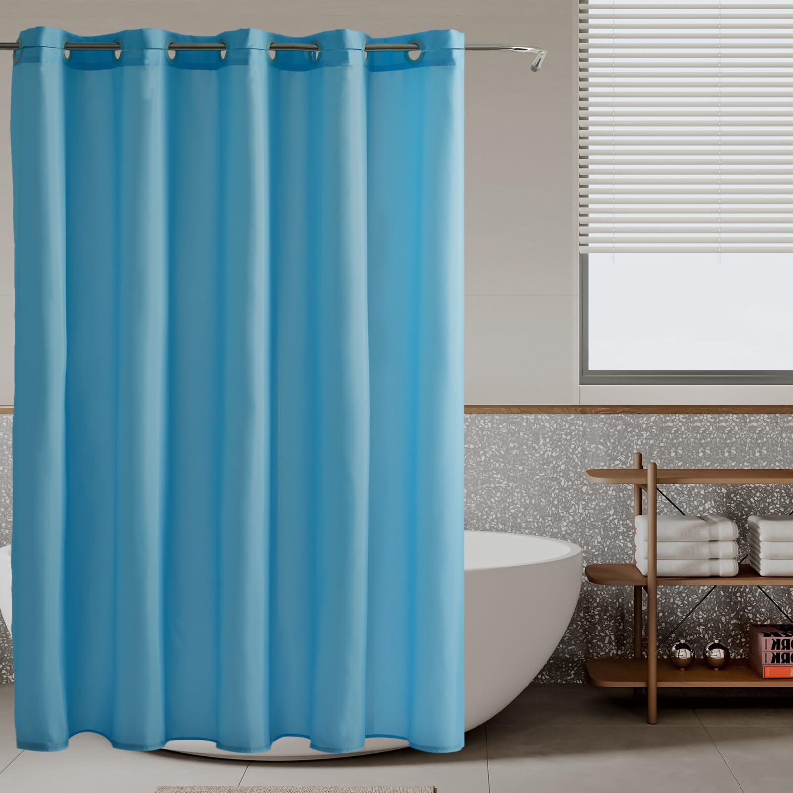 Furlinic No Hook Long Shower Curtain 78 Length,Soft Polyester Fabric Wahable Shower Curtain Liner,Modern Hotel Spa Style Bathroo