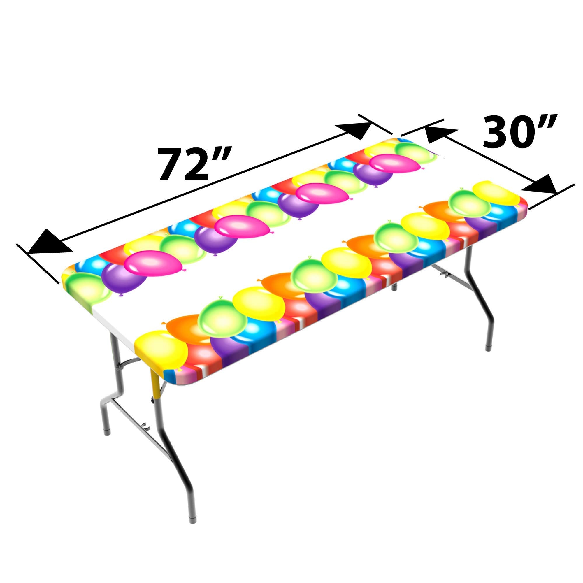 Tablecloth Plus Balloons Elastic Fitted Tablecloth For Folding Table - Waterproof Rectangular Peva Vinyl Cover With Elastic Rim