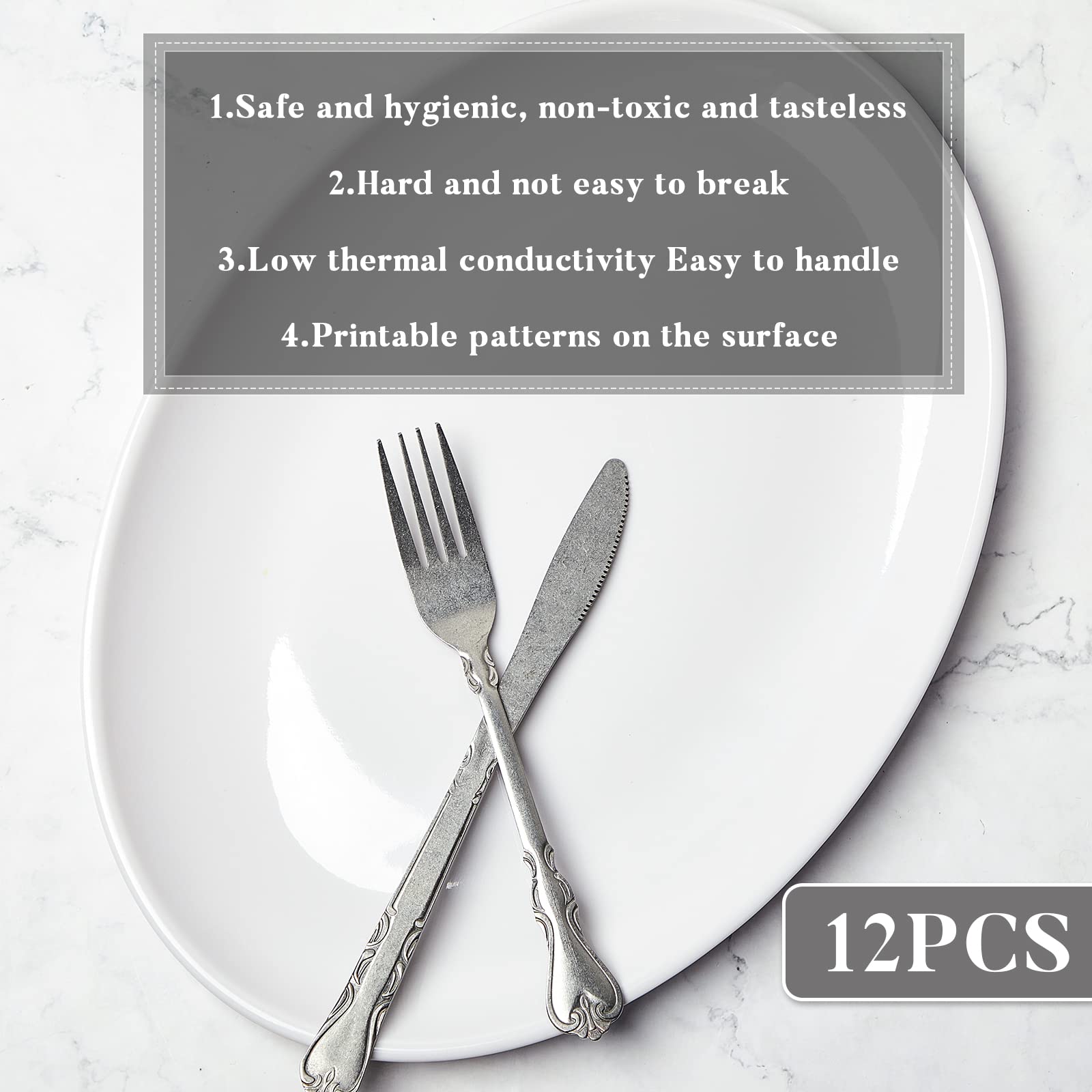 Dandat 12 Pcs Melamine Large Serving Platter Oval Serving Platters White Serving Plates Oval Serving Tray Melamine Serving Dish