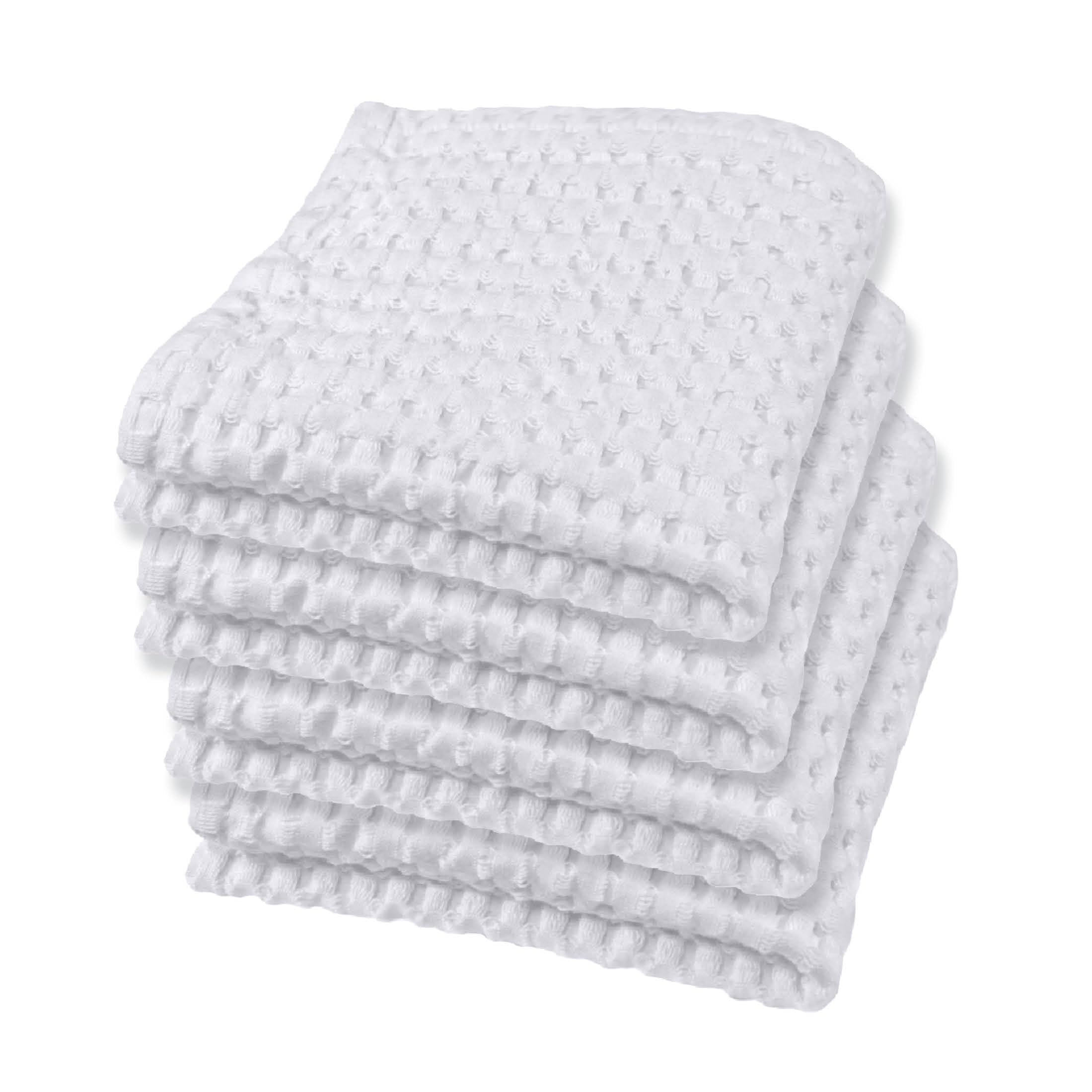 Gilden Tree Waffle Towel Quick Dry Thin Exfoliating 4 Pack Washcloths For Face Body, Modern Style (White)