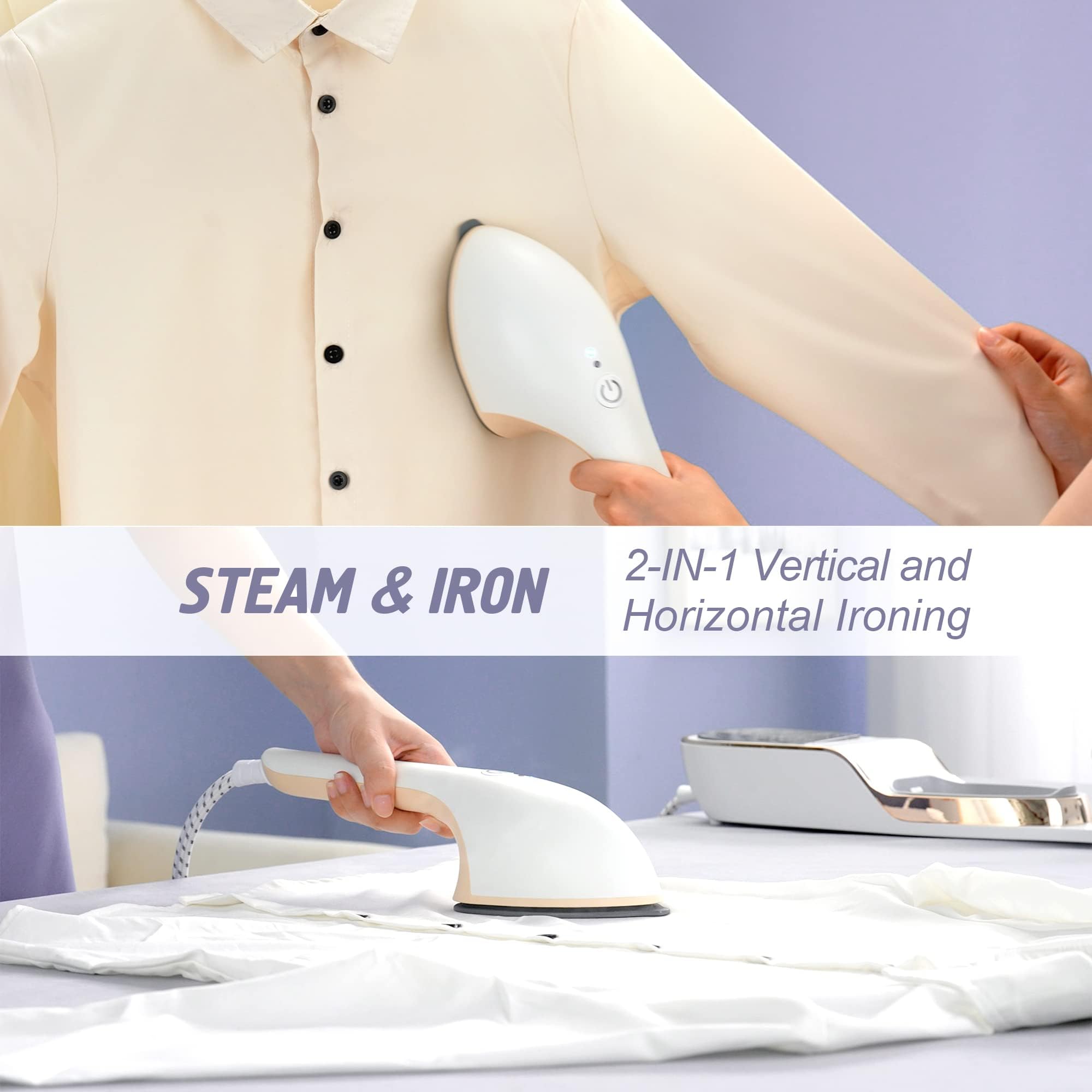 ZOKEZ Handheld Steamer for Clothes, 1500W, 330ml Tank, 2-in-1 Use, White, Model ZOKEZ-5510