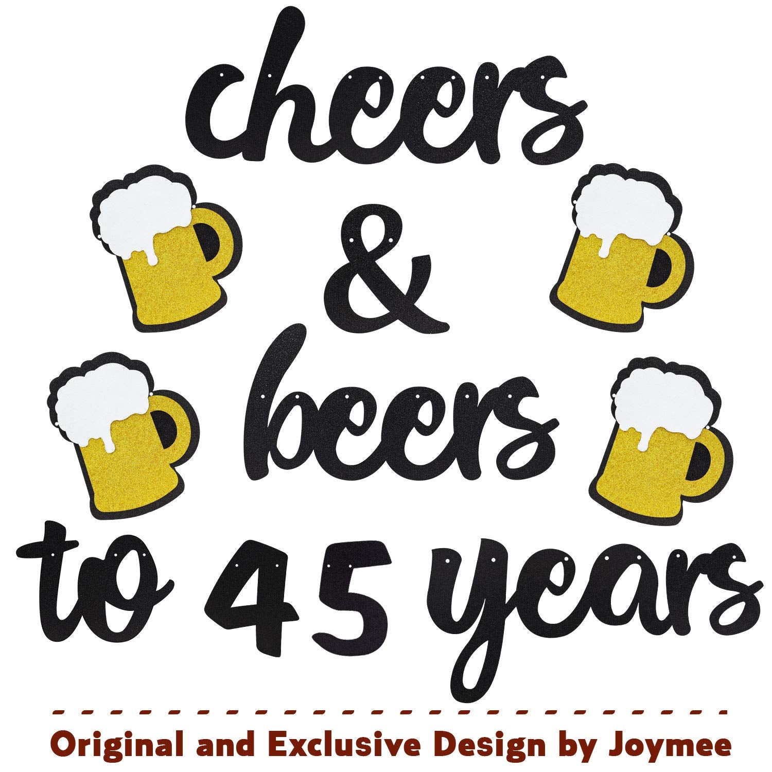 45 Birthday Decorations for Men Women - Cheers to 45 Years Banner Pre-Strung, Glitter 45th Birthday Decorations Party Supplies (