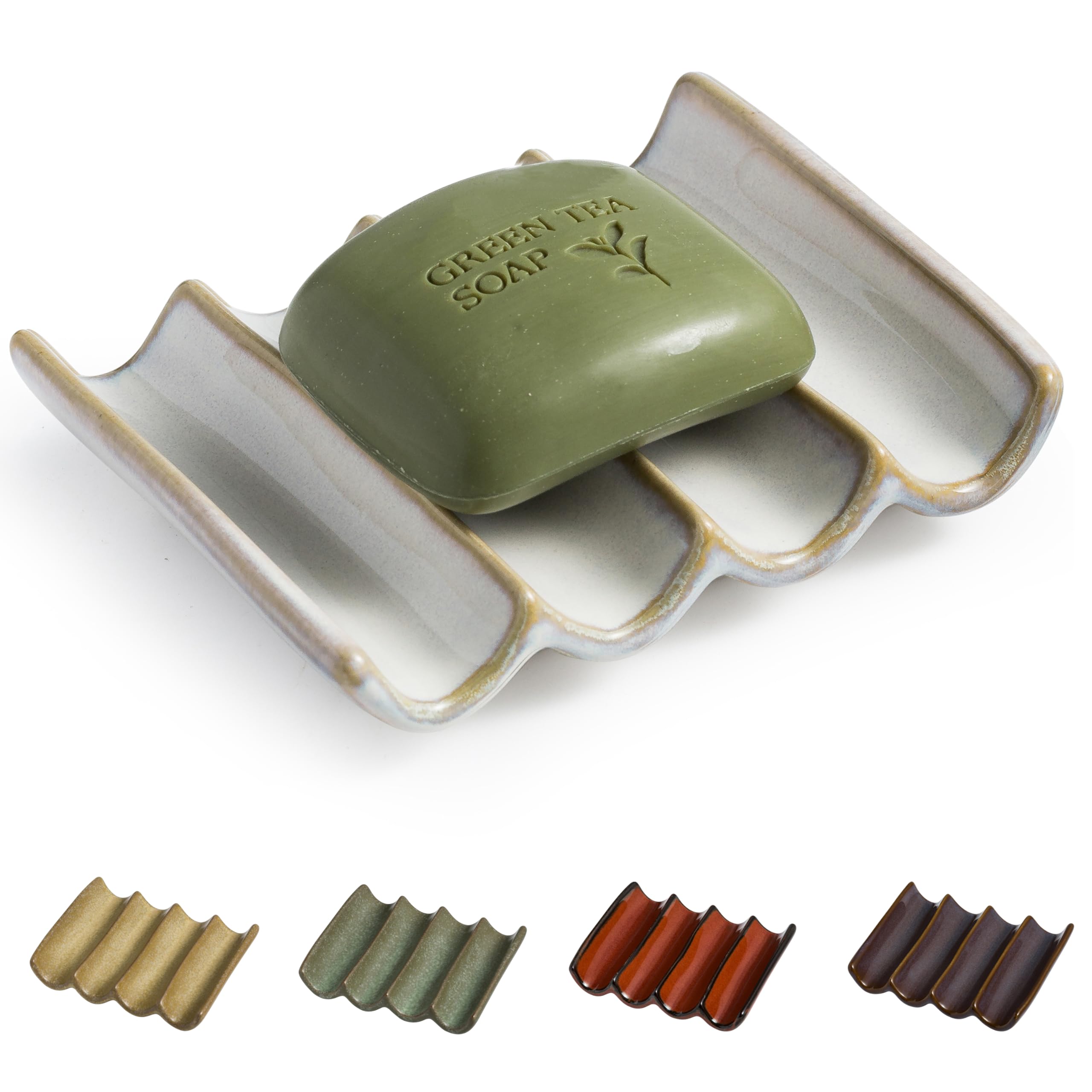 Cormomu Soap Dish With Self Drain Fluted Design, Bar Soap Holder For Bathroom, Japanese Soap Tray For Shower, Bathroom And Kitch