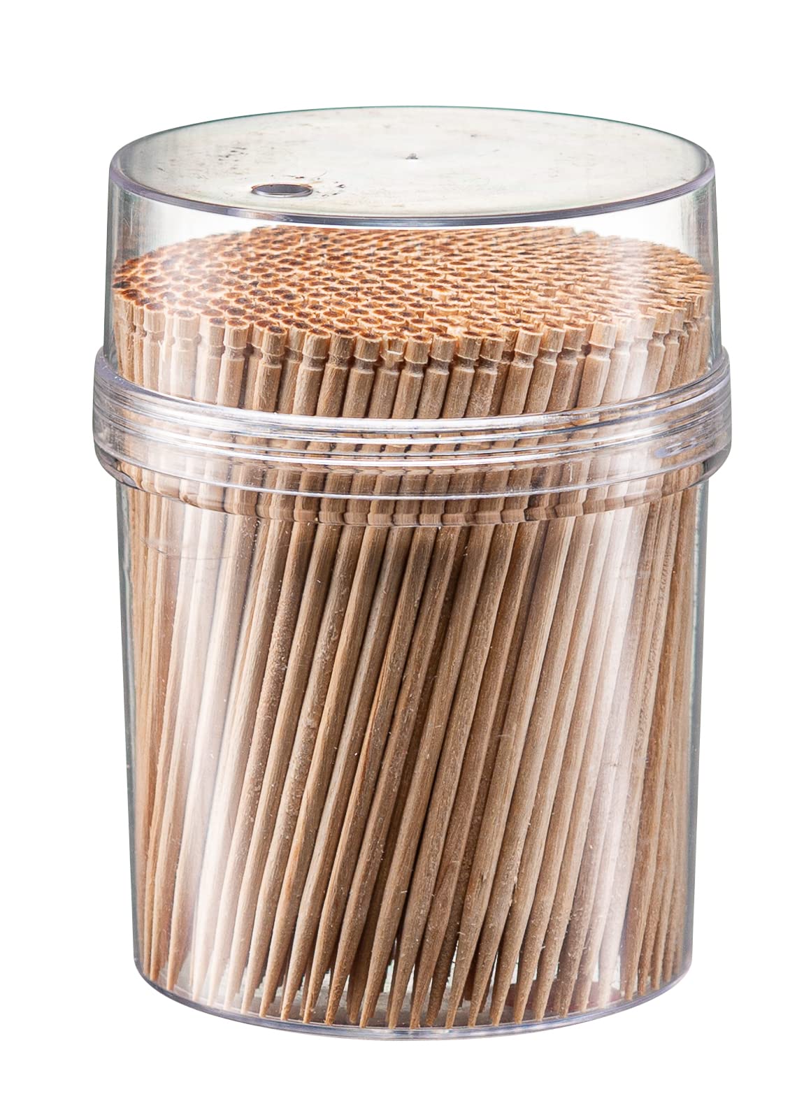 Prestee 2000Ct Wooden Toothpicks + Reusable Toothpick Holder Container, Light Wood Toothpicks - Sturdy Smooth Finish Bamboo Toot