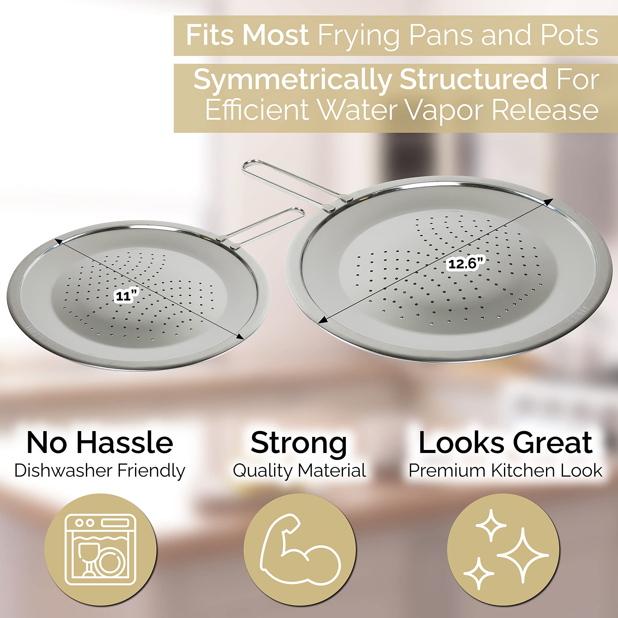 Lucete Stainless Steel Splatter Screen 11'' - Hot Grease Splatter Screen For Frying Pan - Oil Splash Guard - Protect Your Skin F