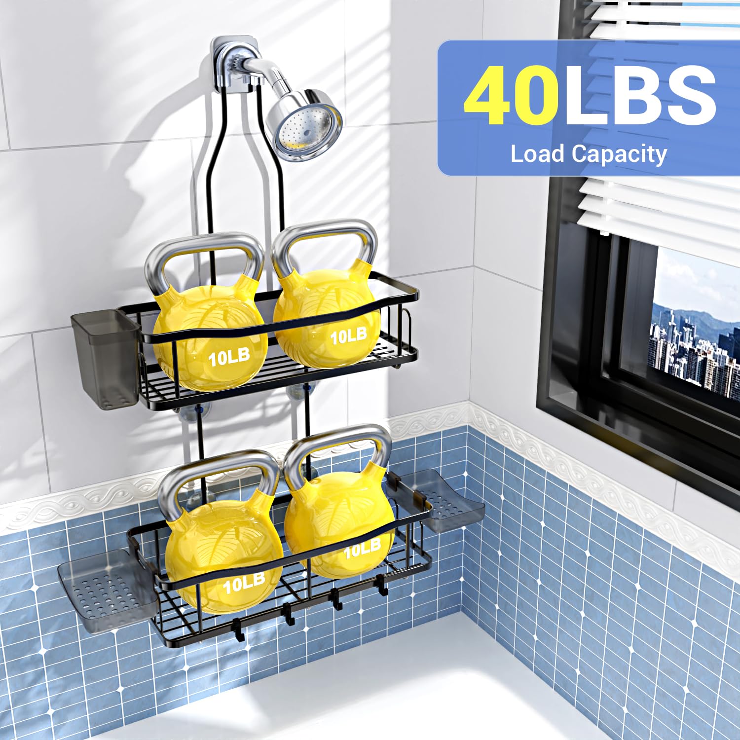 Aitatty Hanging Shower Caddy Bathroom Organizer: Rustproof Shower Shelf Racks Over Shower Head - No Drilling Inside Bath Shower