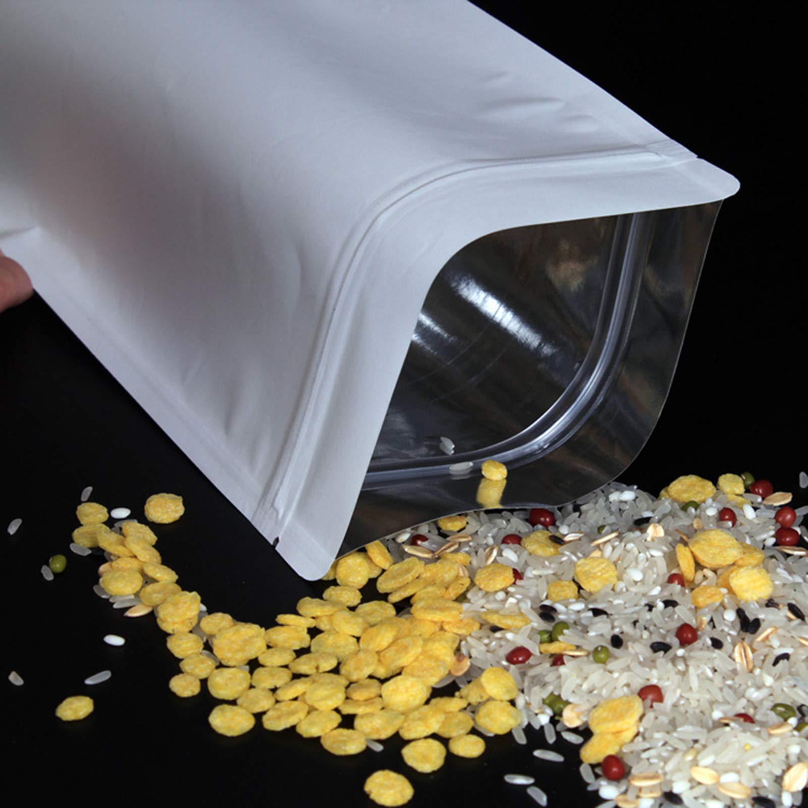 White Kraft Stand Up Pouch Bags Resealable Ziplock Seal Paper Bag Food Storage Bags 50Pcs 3.9'' X 5.9''