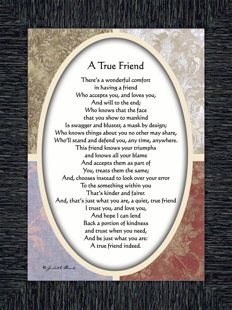 Vintage A True Friend, Poem About True Friendship, 7X9 77933Ch
