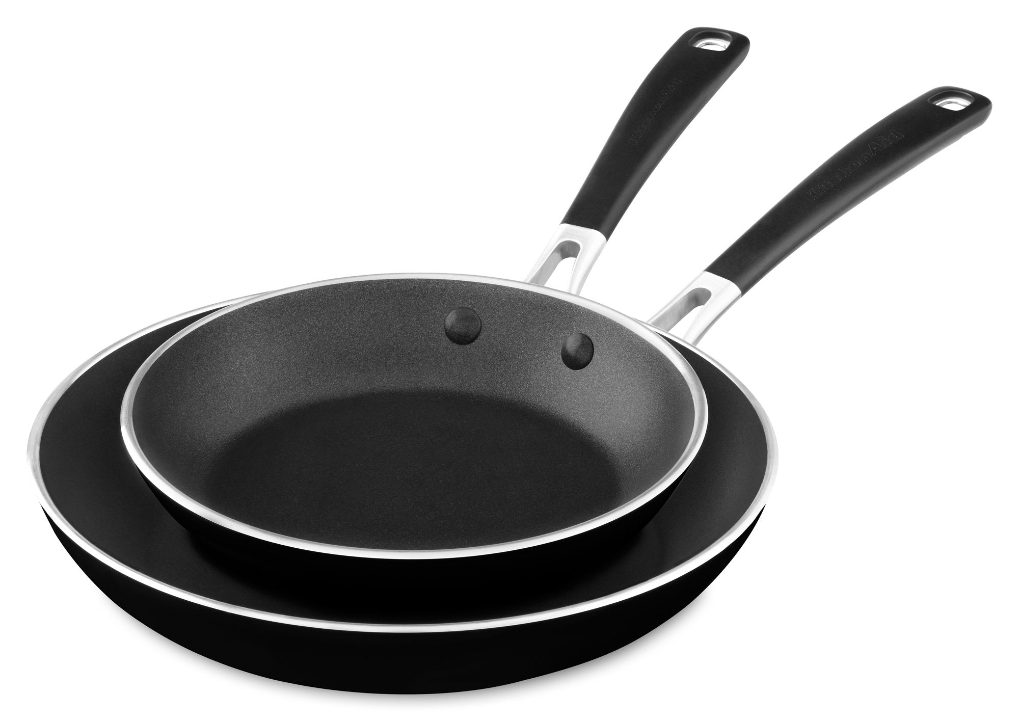 KitchenAid KC2A08TPOB Aluminum Nonstick 8 & 10 Skillets Twin Pack  Onyx Black, Medium