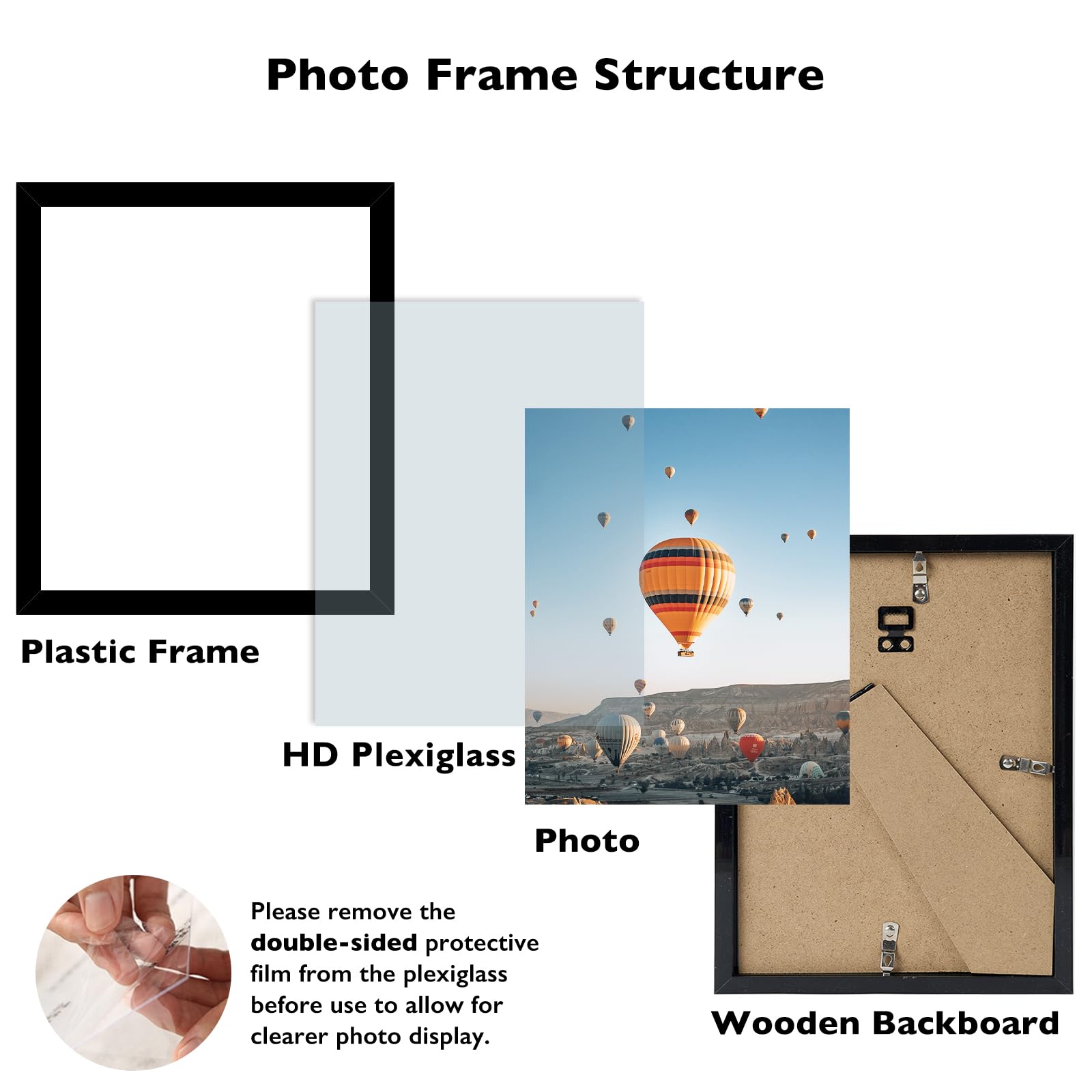 JCJMY 10x11 Picture Frame Black for Wall Hanging, Wall Mounting Horizontally or Vertically, 10 x 11 Wall Gallery Poster Photo Fr