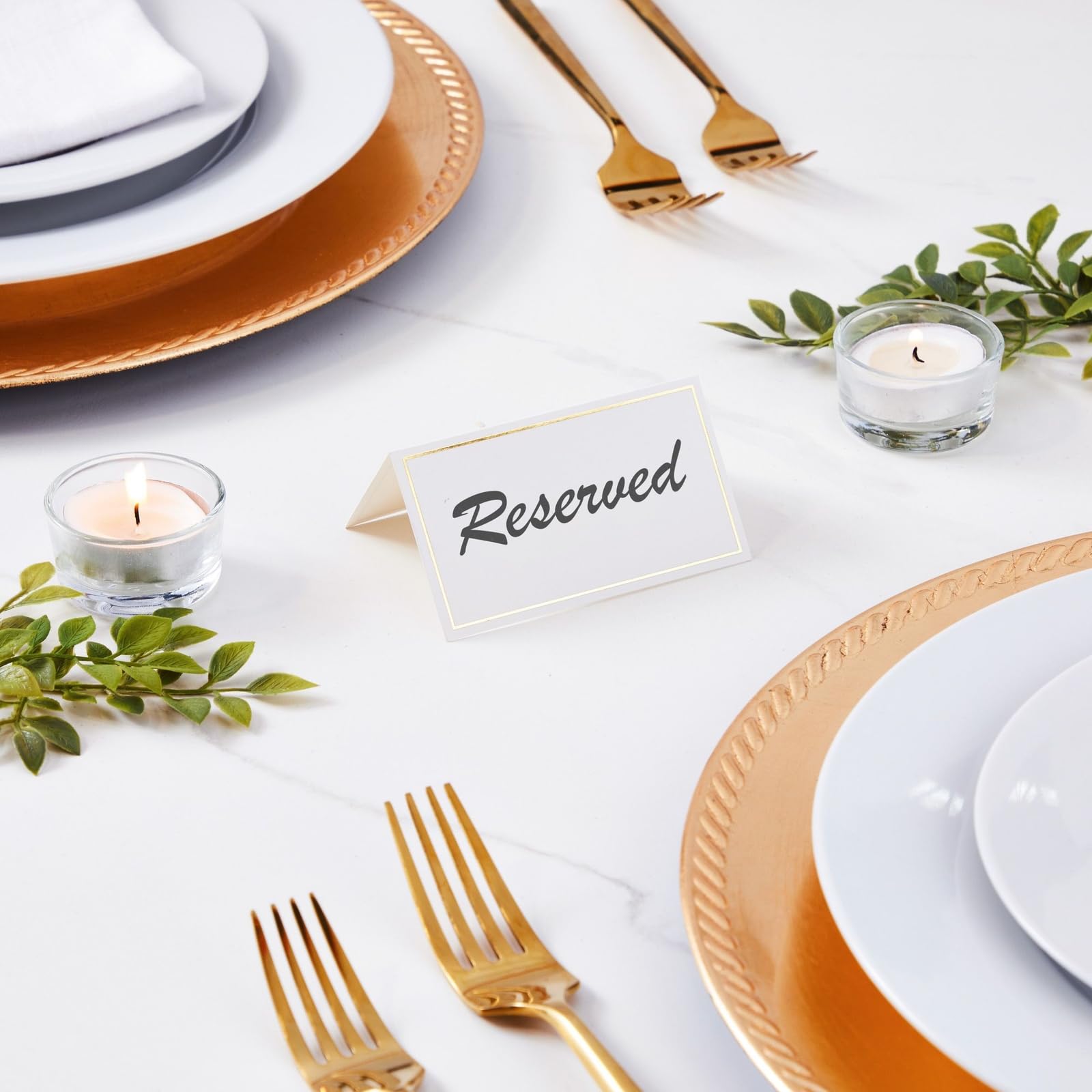 100 Pack Wedding Place Cards For Table Setting, Blank Table Name Cards, Gold Place Cards For Birthday, Banquet, Events, Reserved