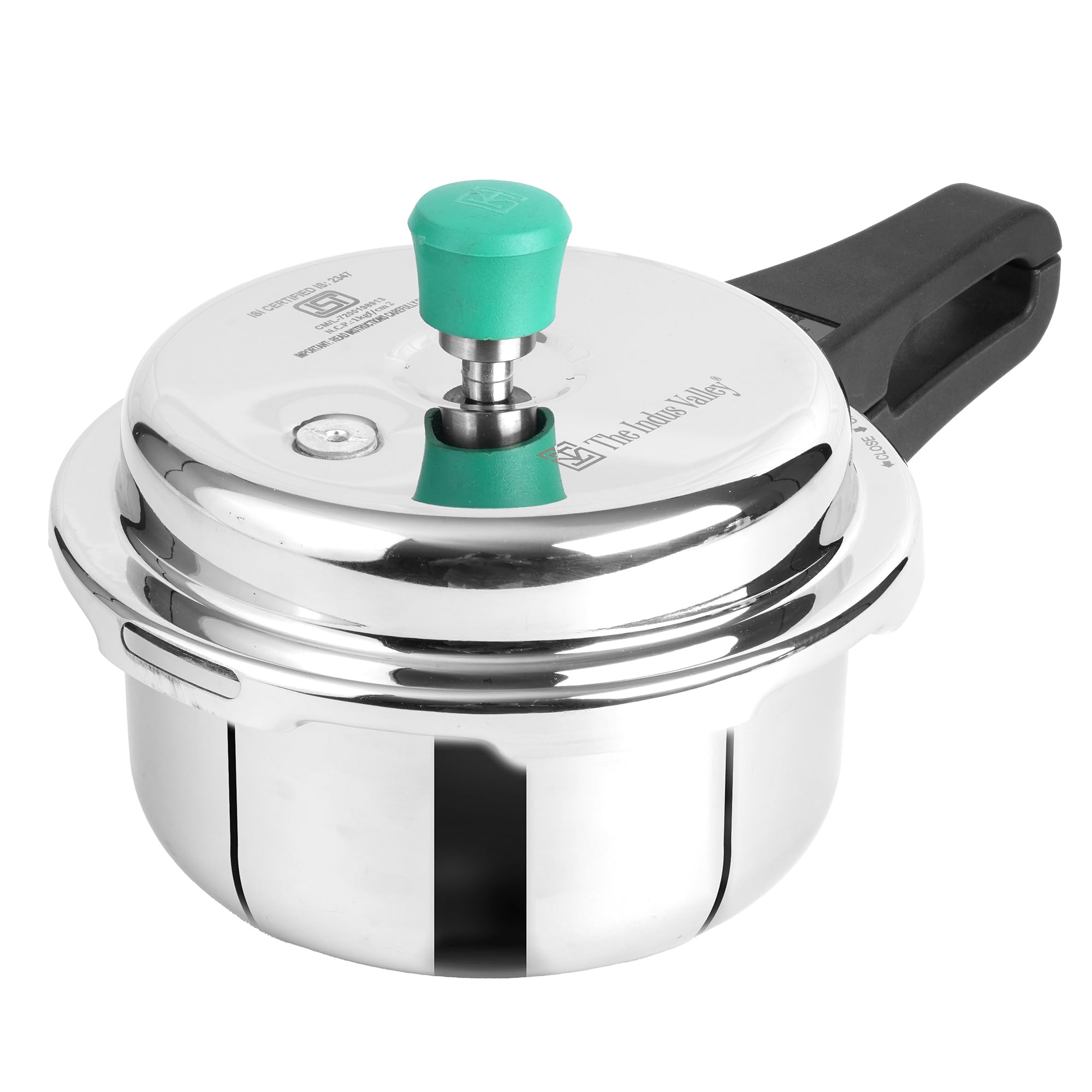 The Indus Valley Triply Stainless Steel Pressure Cooker Outer Lid | Very Small, 2Ltr, 1.5Kg | Induction Friendly | Nonstick 3-La
