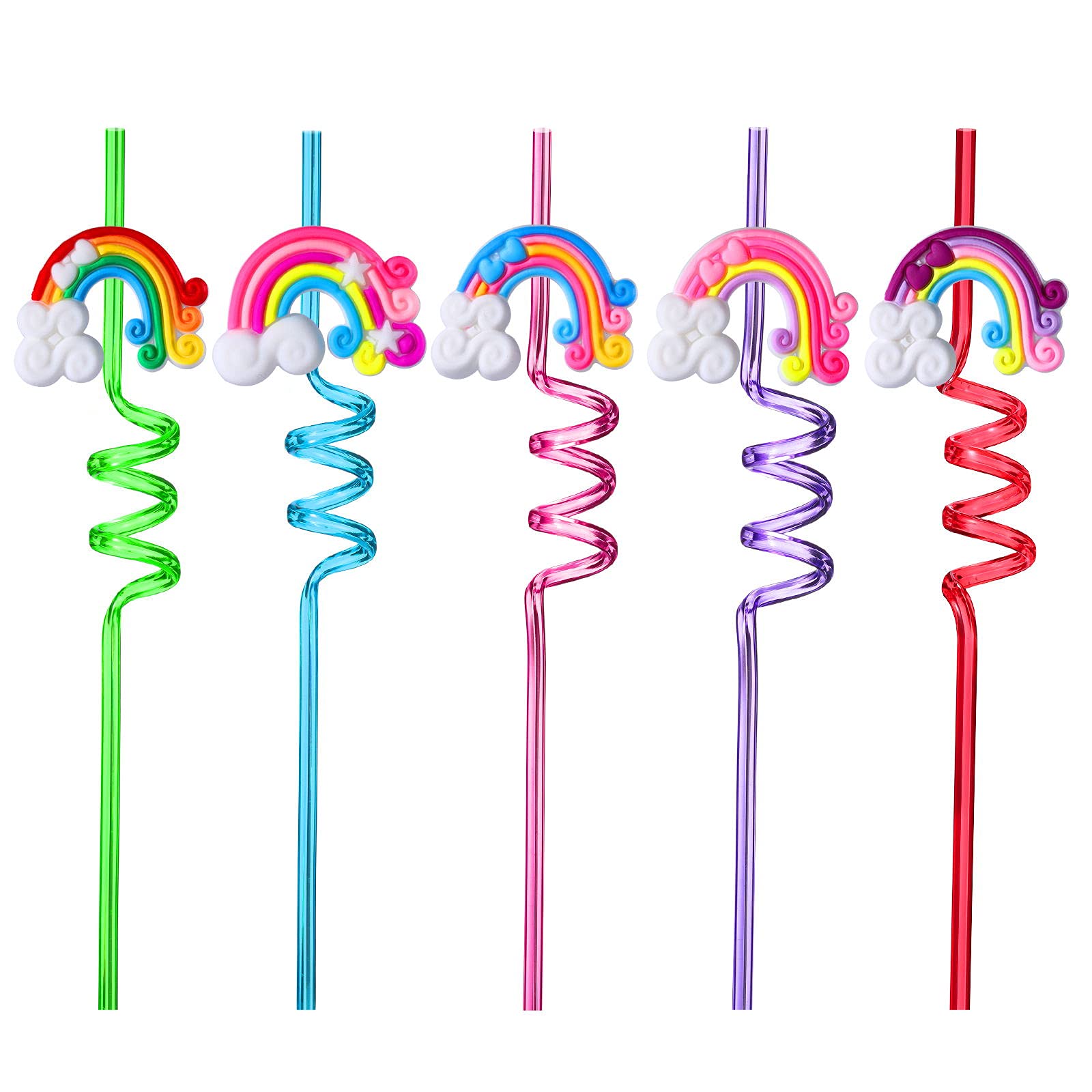 Reusable Rainbow Drinking Plastic Straws25 and 2 Cleaning Brush  unicorn Party Supplies  Birthday Party Favors Decorations- set of 27