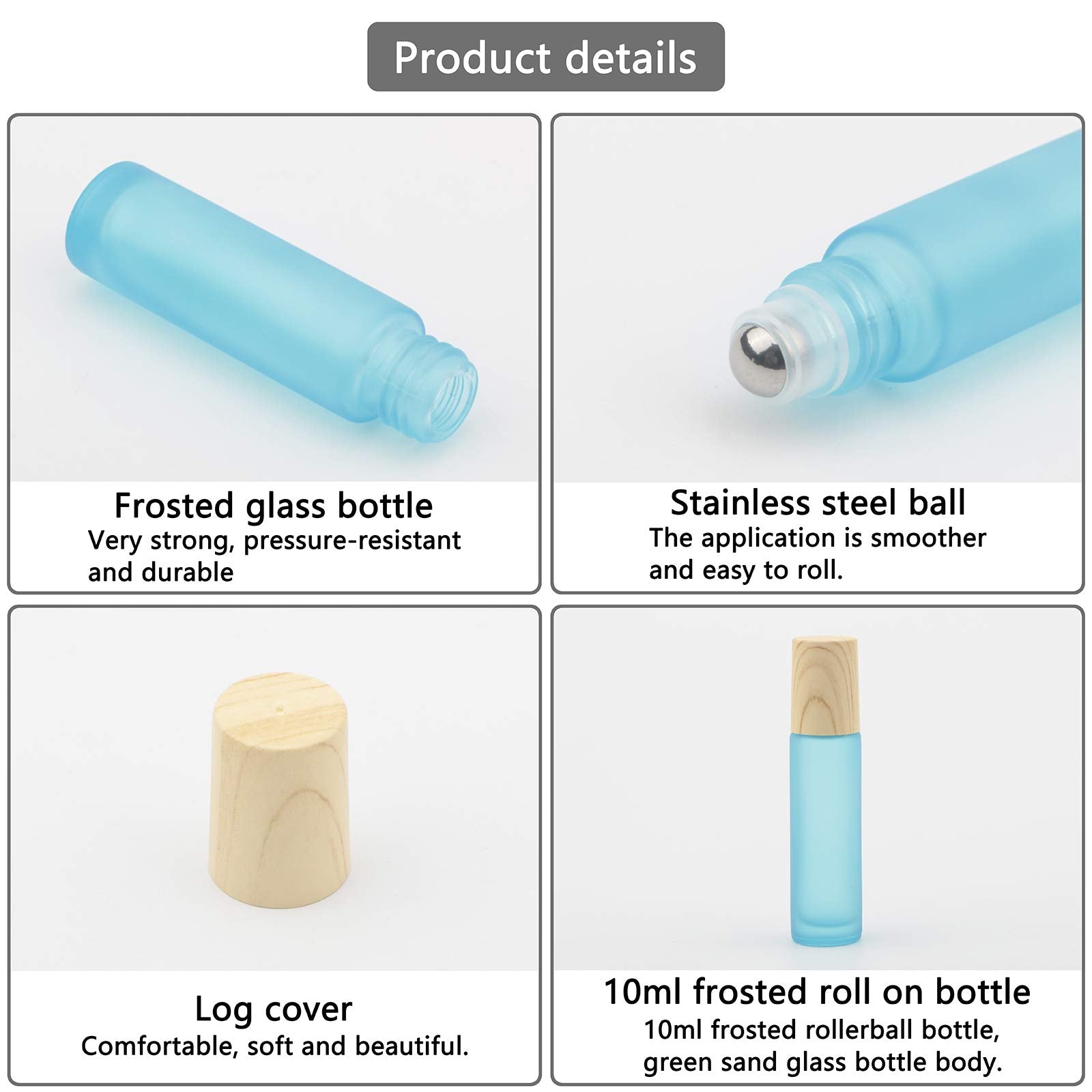 Kesell 10Pack Colour Essential Oil Roller Bottles 10Ml, Refillable Glass Roll On Bottles With Plastic Lids Stainless Steel Ball