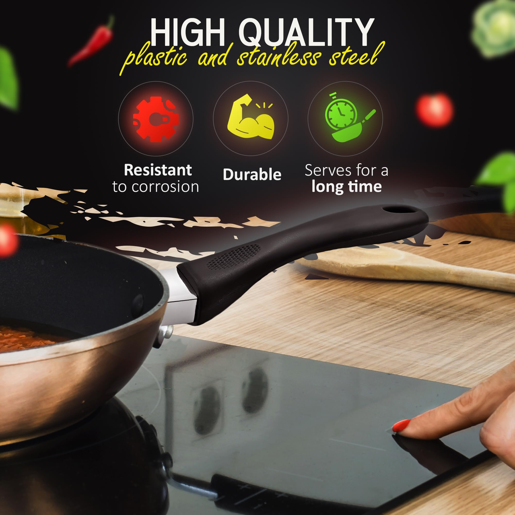 Cook Ware Pans Replacement Grip Handle - Removable Handle Cookware Pot Lid Handle Knob Removable Handles Pan Handle Grip Detacha