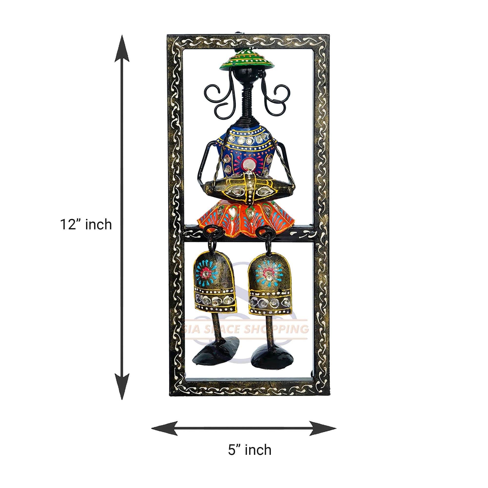 Sia Space Shopping Meatal Antique Finish With Kundan Work Decor Wall Hanging/ Mounted Framed Set Of 3 Rajasthani Musician With D