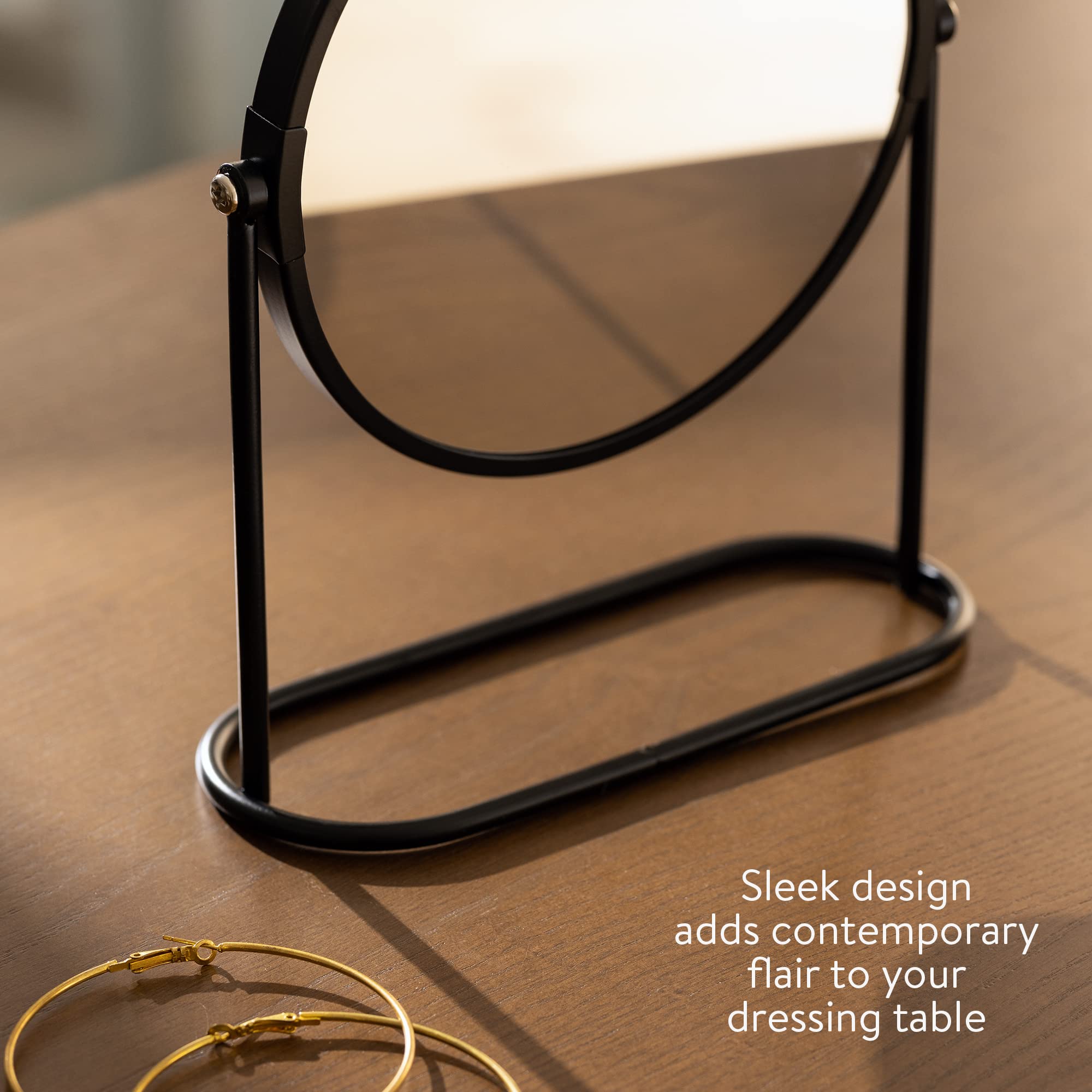 Navaris Cosmetic Mirror For Table Top - Desktop Mirror For Makeup And Grooming - Double Sided With 2X Magnification Mirror, 7.6'