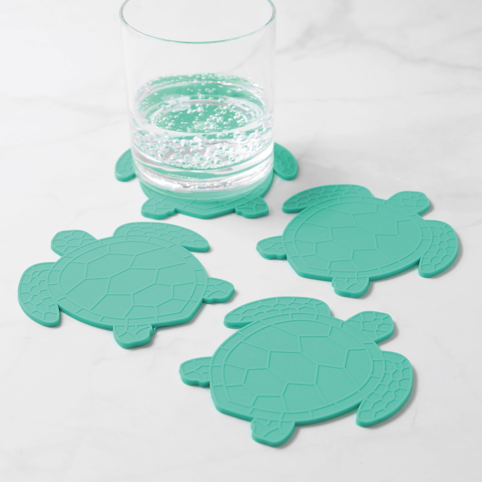 Upware Silicone Coasters For Drinks Set Of 4 Non Slip Anti Stain Heat Resistant Durable Reusable Silicone Drink Coasters (Turtle