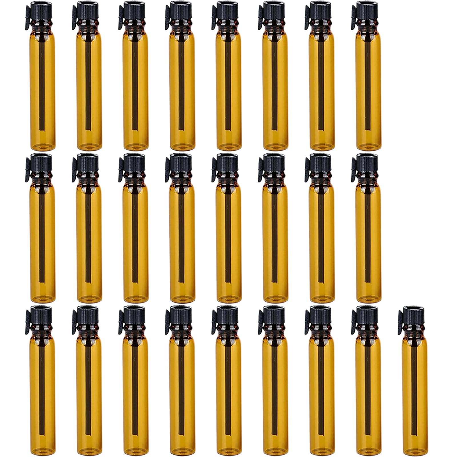 LJJCSFF 25 Pcs 2ml Amber Glass Sample Perfume Bottles Fragrance Sample Vials Essential Oils Sample Bottles Mini Perfume Containe