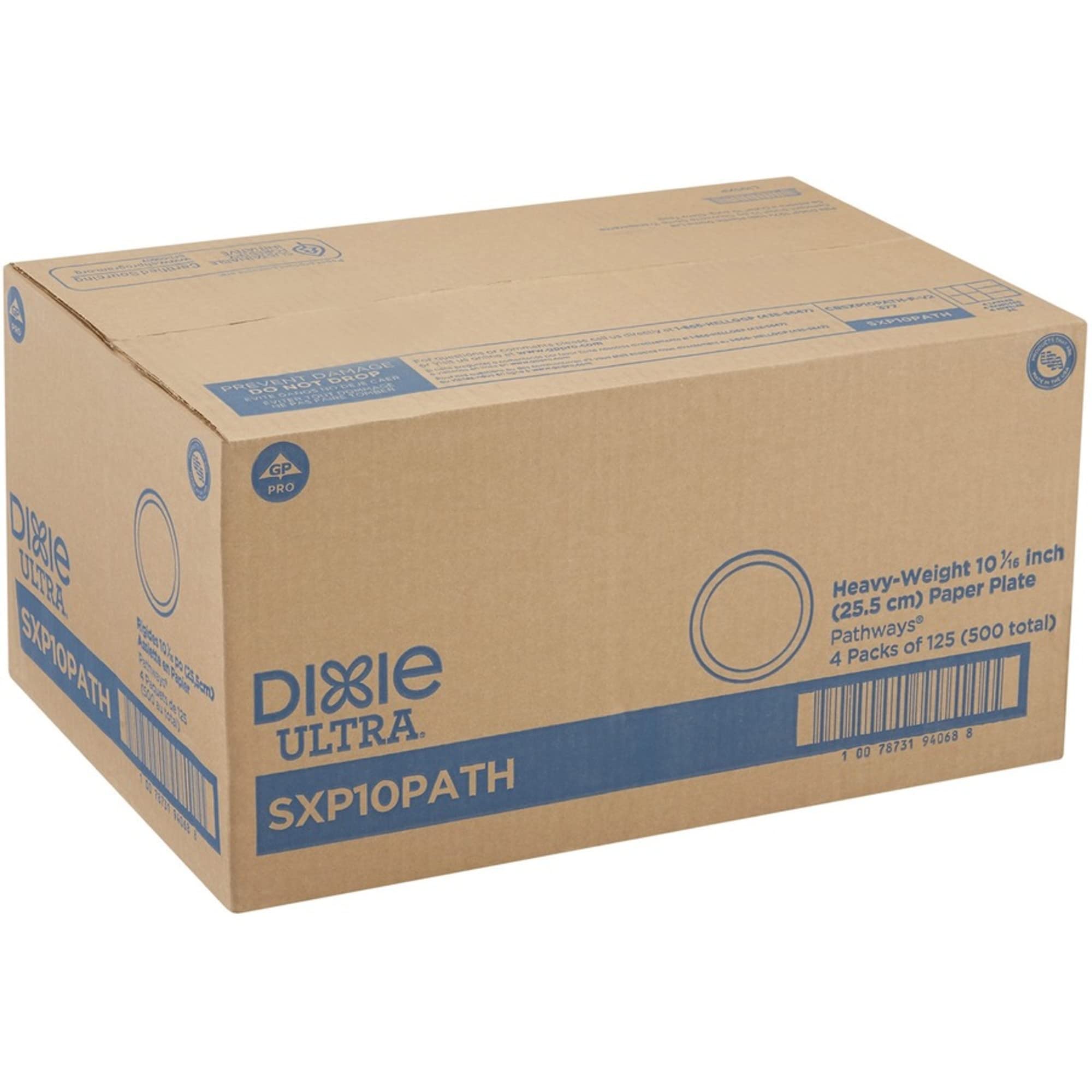 Dixie Ultra Heavy-Weight 10 Inch Paper Plates, 500 Count Bulk Pack (125 Plates Per Pack, 4 Packs Per Case) - Ideal For Home, Res