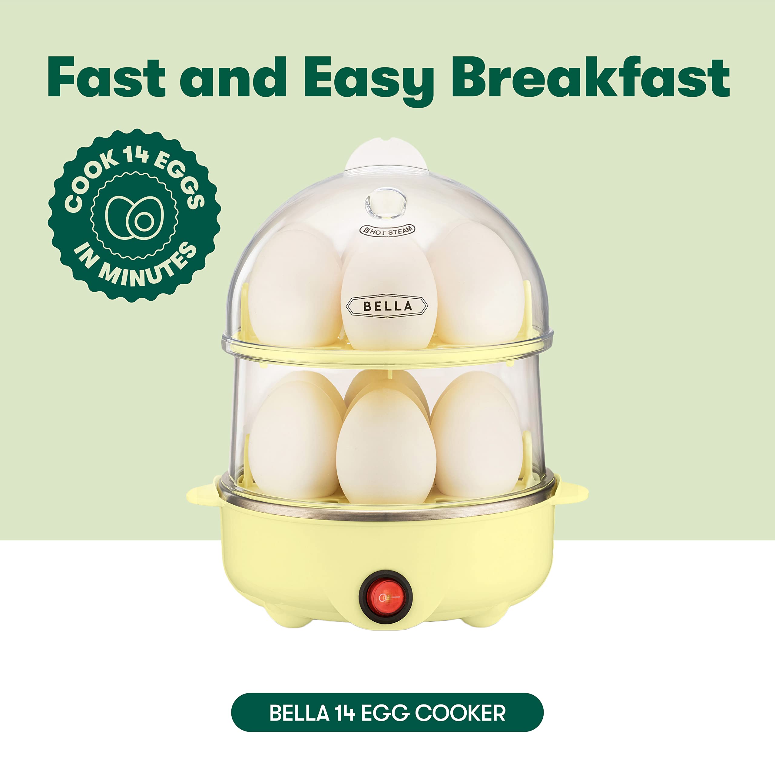 Bella Rapid Electric Egg Cooker And Poacher With Auto Shut Off For Omelet, Soft, Medium And Hard Boiled Eggs - 14 Egg Capacity T