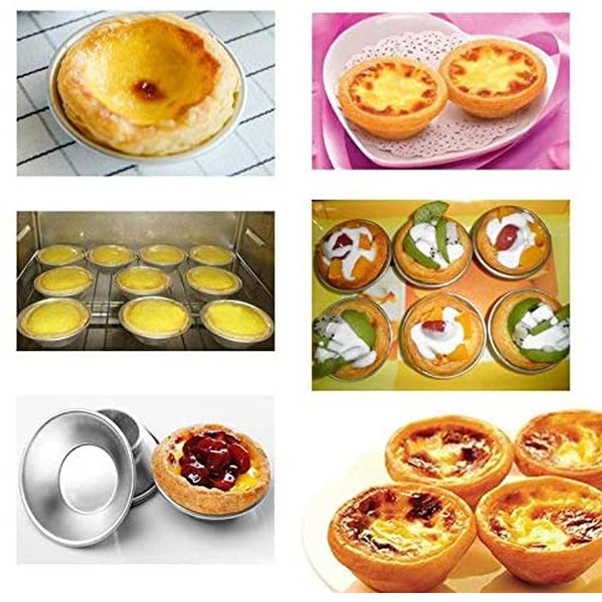 Bmiroamdfe 25 Pieces Egg Tart Molds Tiny Pie Tartlets Dessert Mold Pans Tin Puto Cup Bakeware Cake Cookie Mold, Round Resuable (