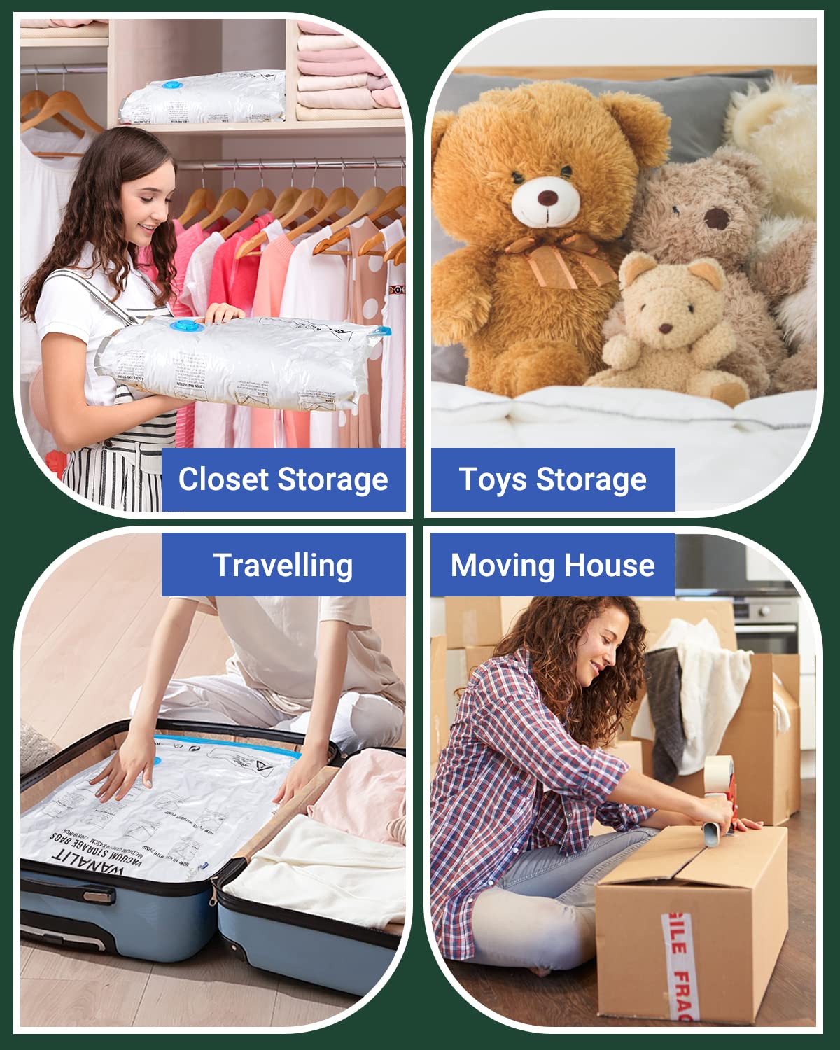 Vacuum Storage Bags with Electric Pump, 10 Pack Medium Size(28x 18) Reusable Compression Space Saving Bag for Clothes, Bedding,