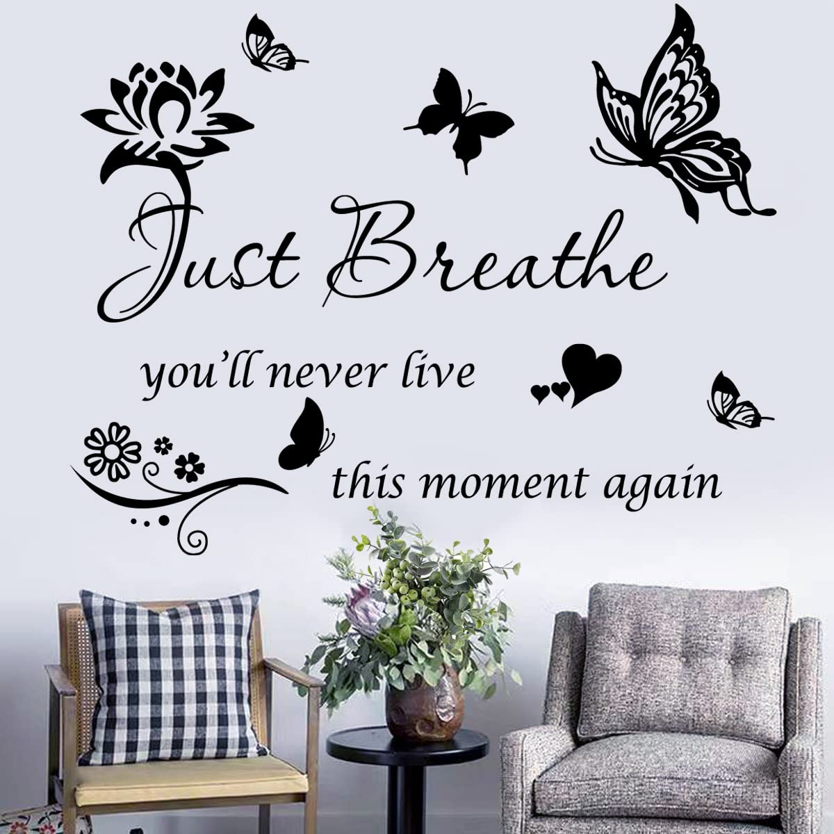 Wall Sticker Inspiring Positive Quotes Just Breath Wall Decals Quotes Inspirational Wall Art Stickers Encouragement Gifts For Wo