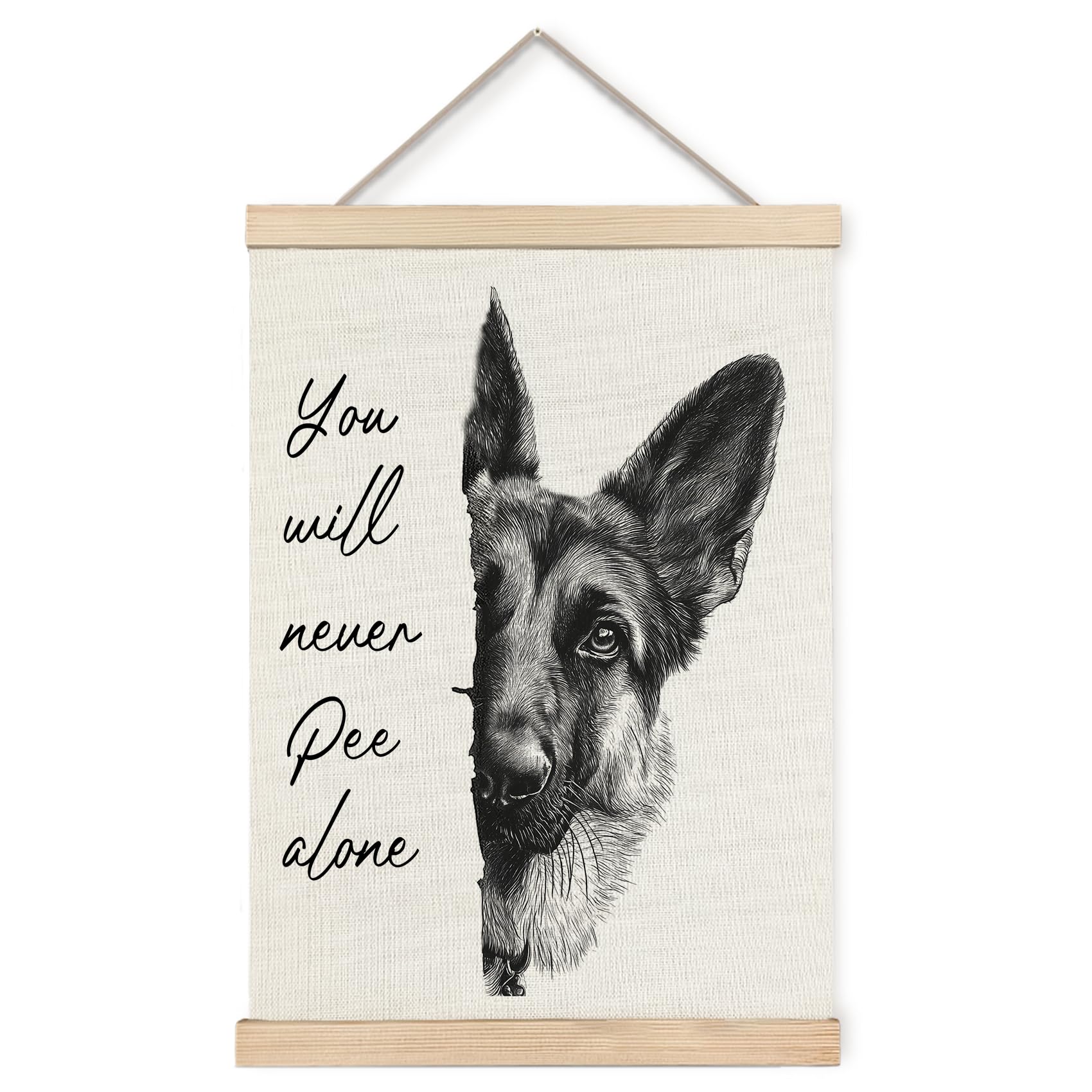 Foritho Funny German Shepherd Bathroom Poster Wall Art Framed, German Shepherd Bathroom Decor, You Will Never Pee Alone Funny Do