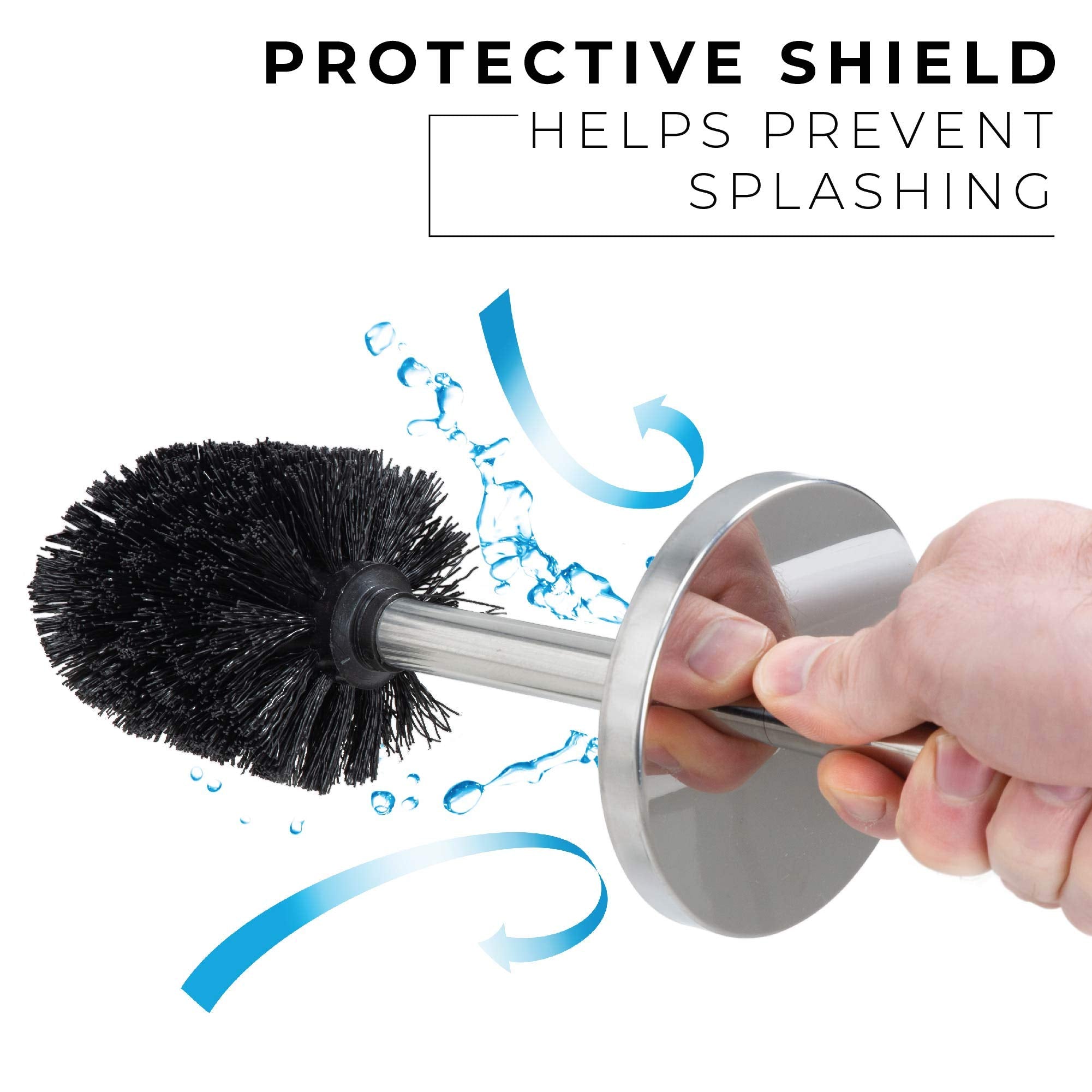 JS Jackson Supplies Sleek Toilet Brush and Holder with Metal Handle - Chrome