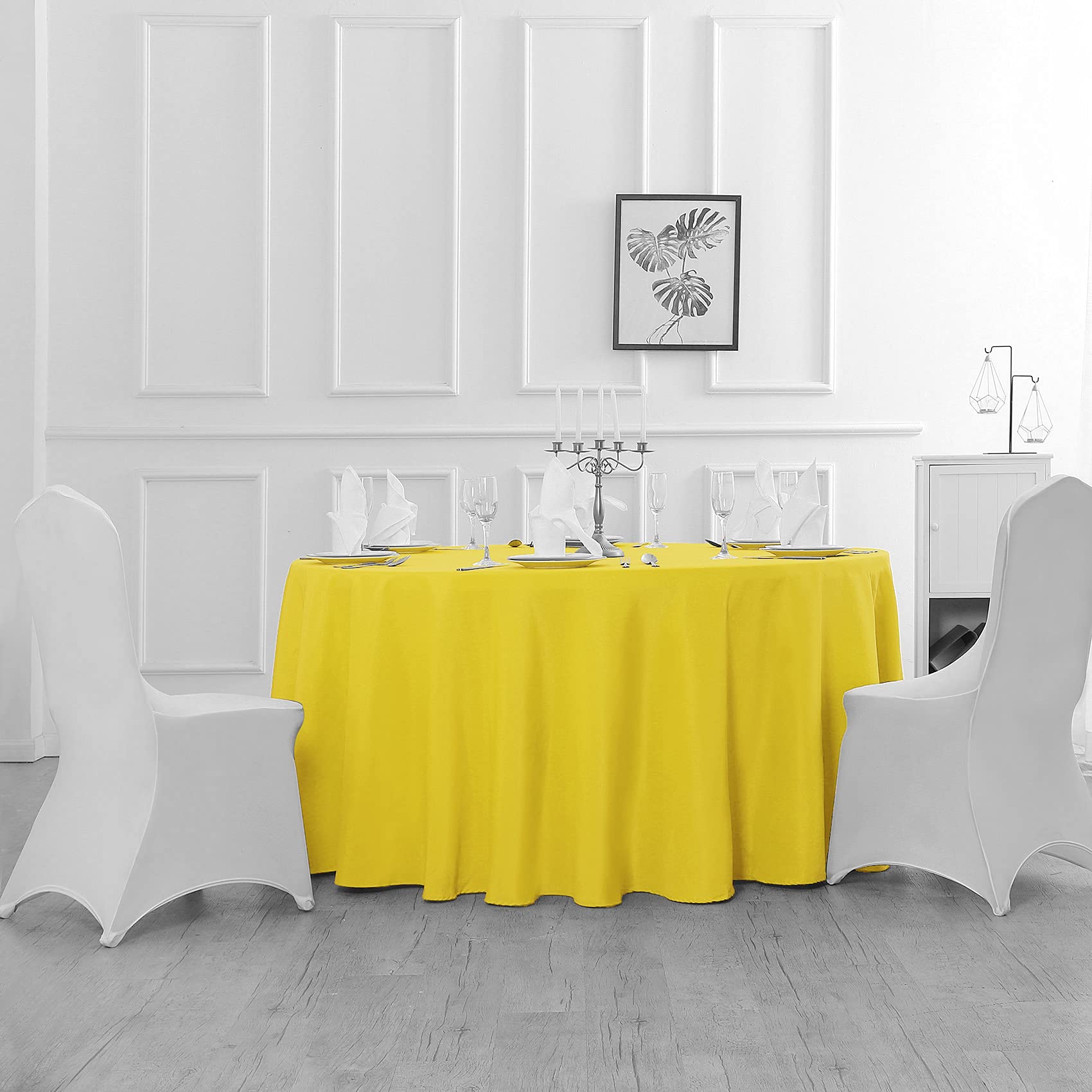 60 Inch Round Tablecloth Washable Polyester Table Cloth Decorative Table Cover For Wedding Party Dining Banquet(60 Inch,Yellow)