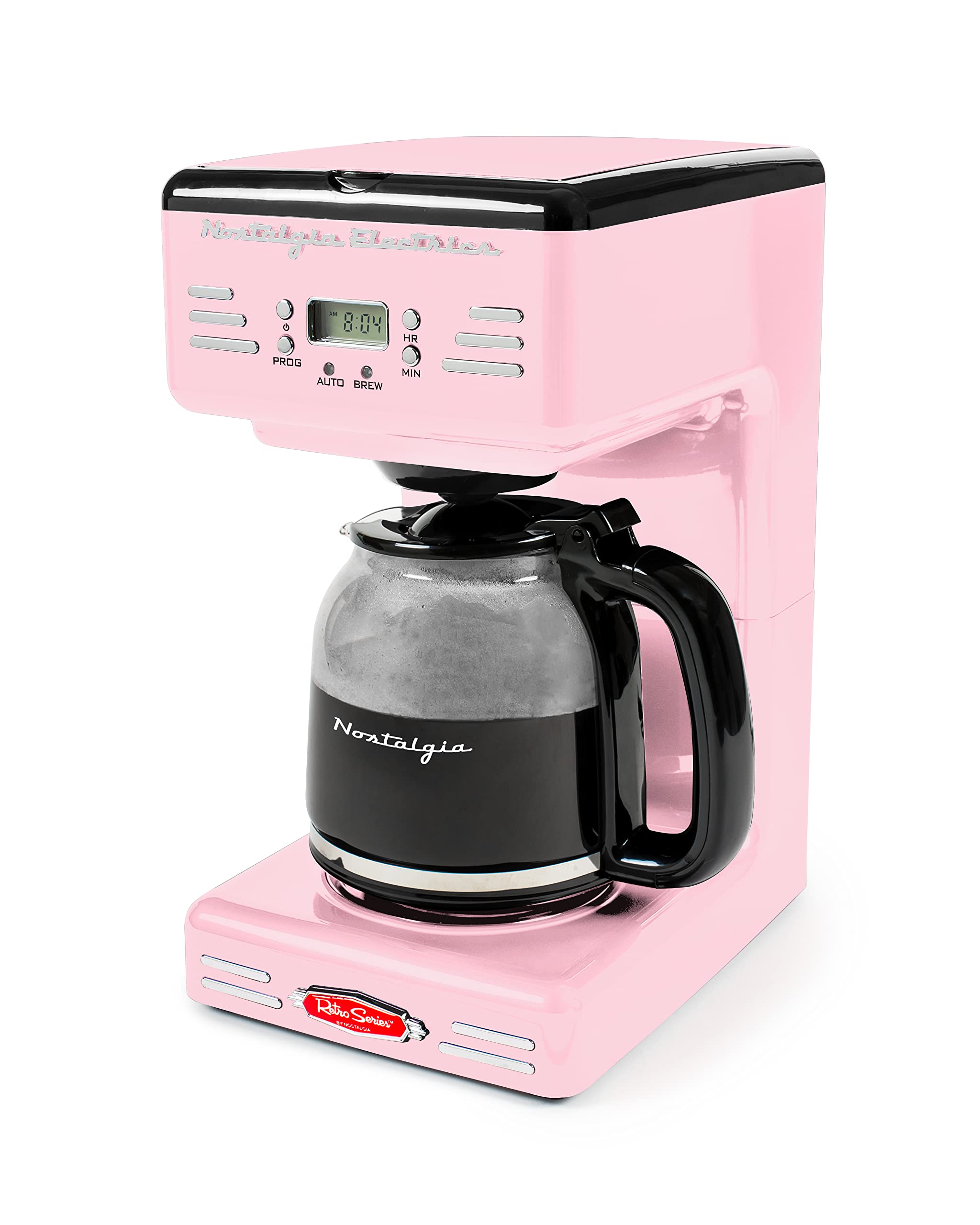Nostalgia Retro 12-Cup Programmable Coffee Maker With Led Display, Automatic Shut-Off & Keep Warm, Pause-And-Serve Function, Pin