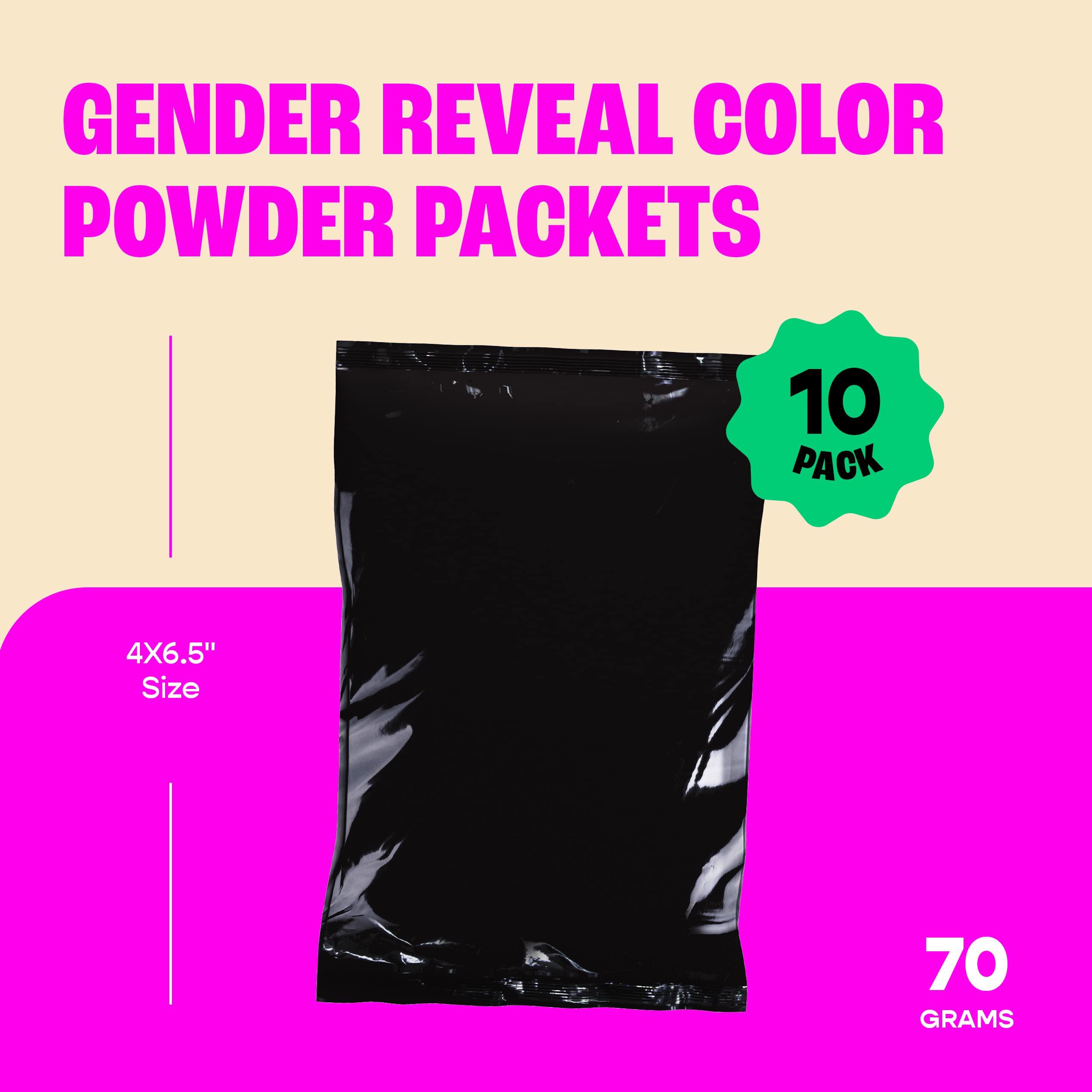 Chameleon Colors Pink Gender Reveal Powder Blackout Kit - 70G Bags - 10 Pack - Vibrant Pink Color - Powder For Baby Girl Gender