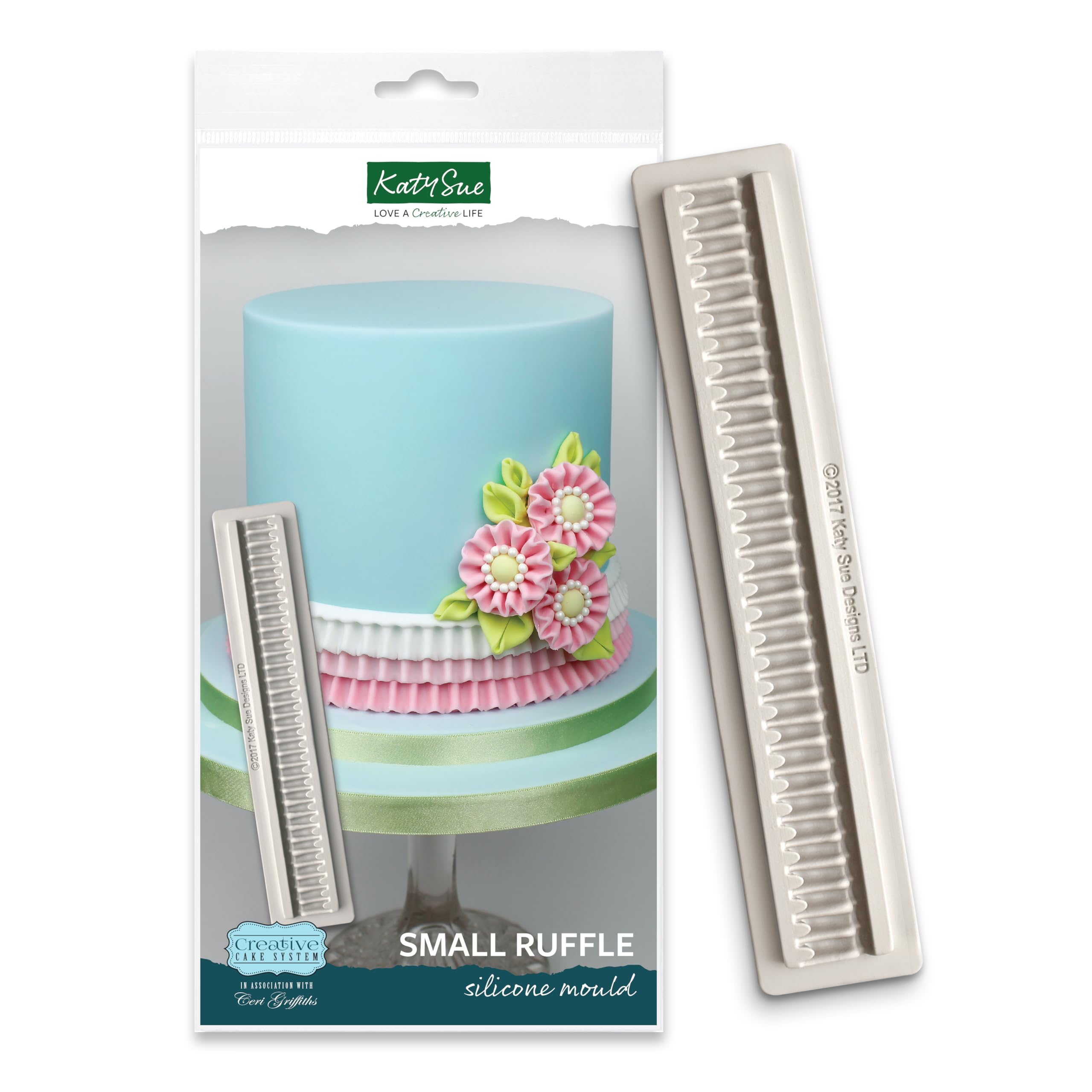 Katy Sue Small Ruffle Silicone Mold For Lambeth Style Cake Decorating - Ruffle Size 7.9 X 0.7 X 0.2 Inches