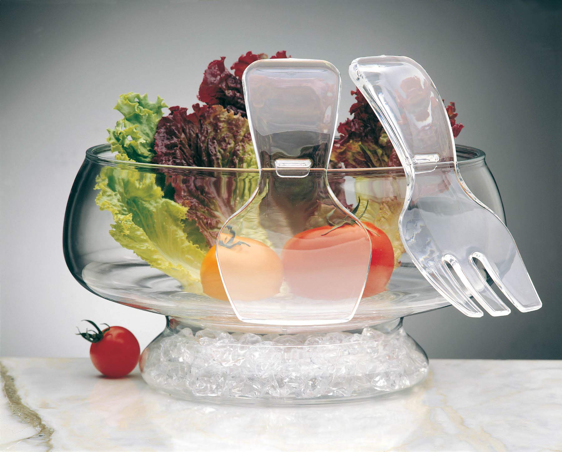Prodyne Acrylic Salad Bowl & Servers, 6 Qt, Off-White