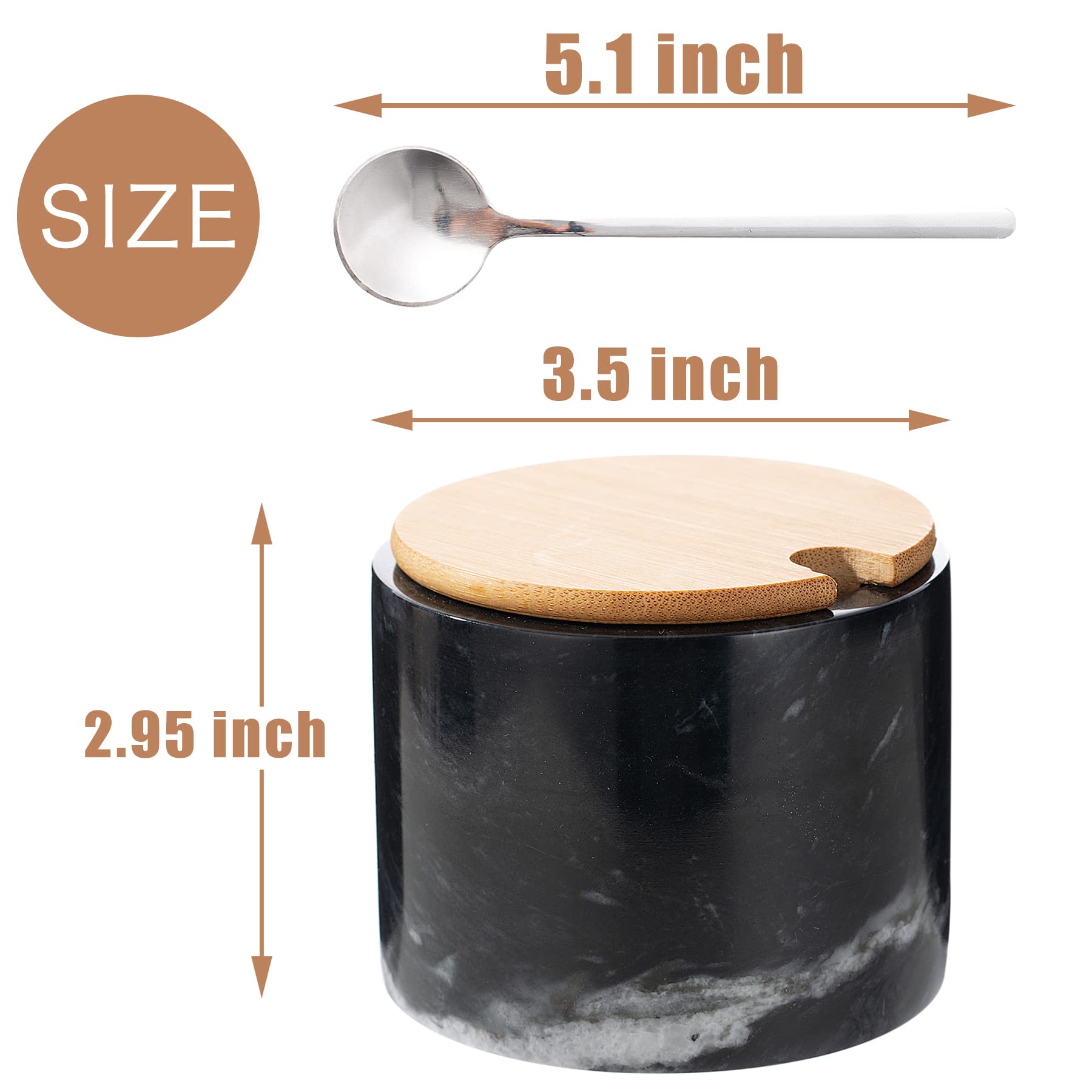 Nhkrte Marble Salt Cellar Set, 2 Pcs 11Oz Salt And Pepper Bowls, Handcrafted From Natural Marble Gift For Mothers Day(White & Bl