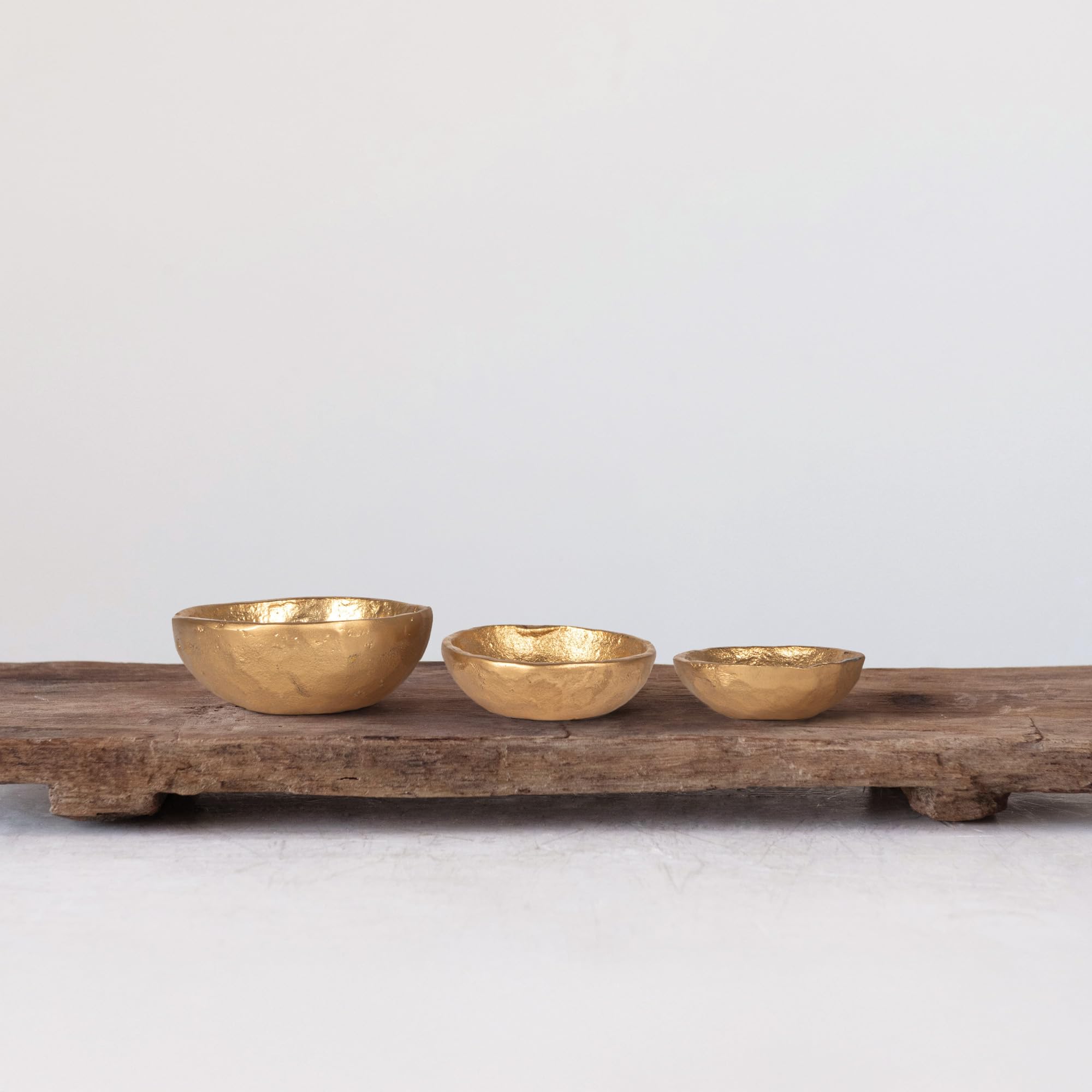 Gold Decorative Cast Aluminum Bowls (Set Of 3 Sizes)