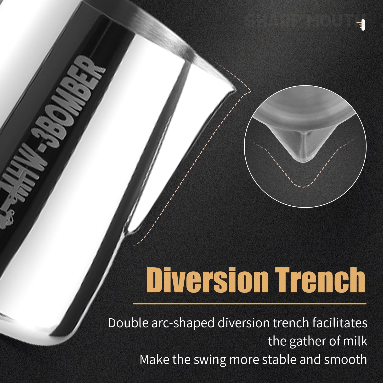 Mhw-3Bomber Milk Frothing Pitcher, 20Oz/600Ml Milk Frother Cup For Barista, Sus304 Stainless Steel Espresso Steaming Pitchers Fo