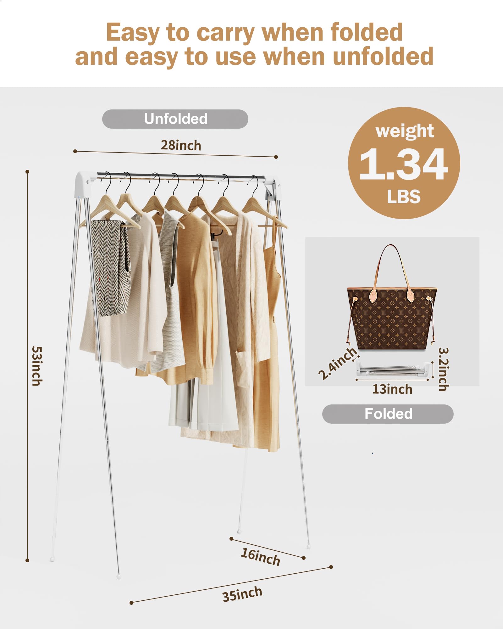 Urzct Travel Garment Rack,Portable And Foldable,Folding Clothes Rack For Dance,Travel,Camping, Drying,Rv, Indoor,Outdoor. A Coll