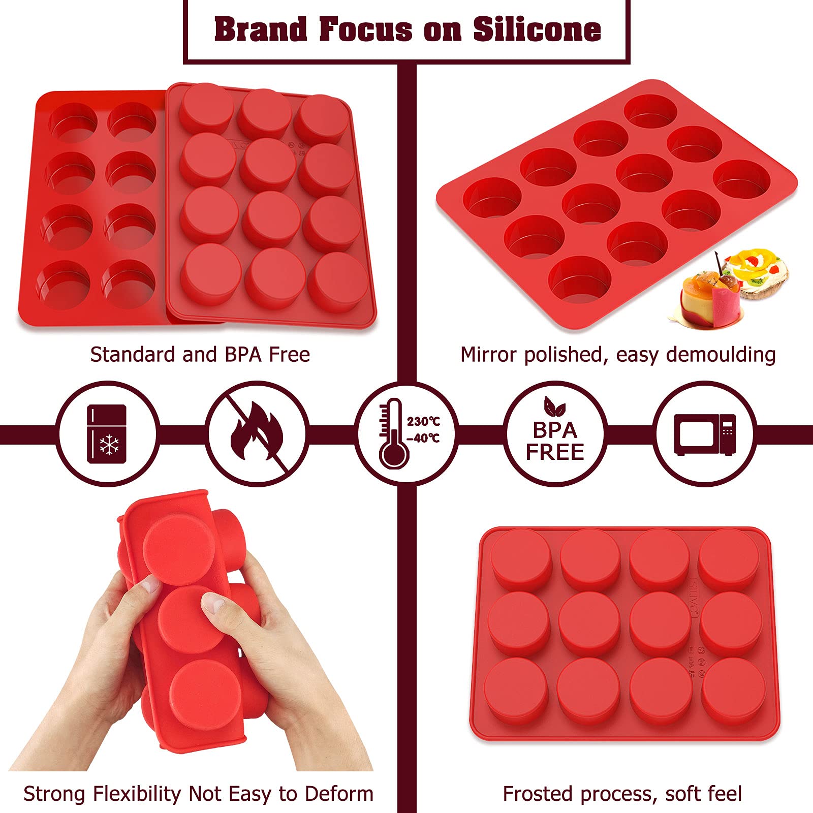 2 Inch Chocolate Covered Oreo Molds Silicone - Set Of 2-24 Cup Silivo Chocolate Cookie Molds For Baking, Round Silicone Molds Fo